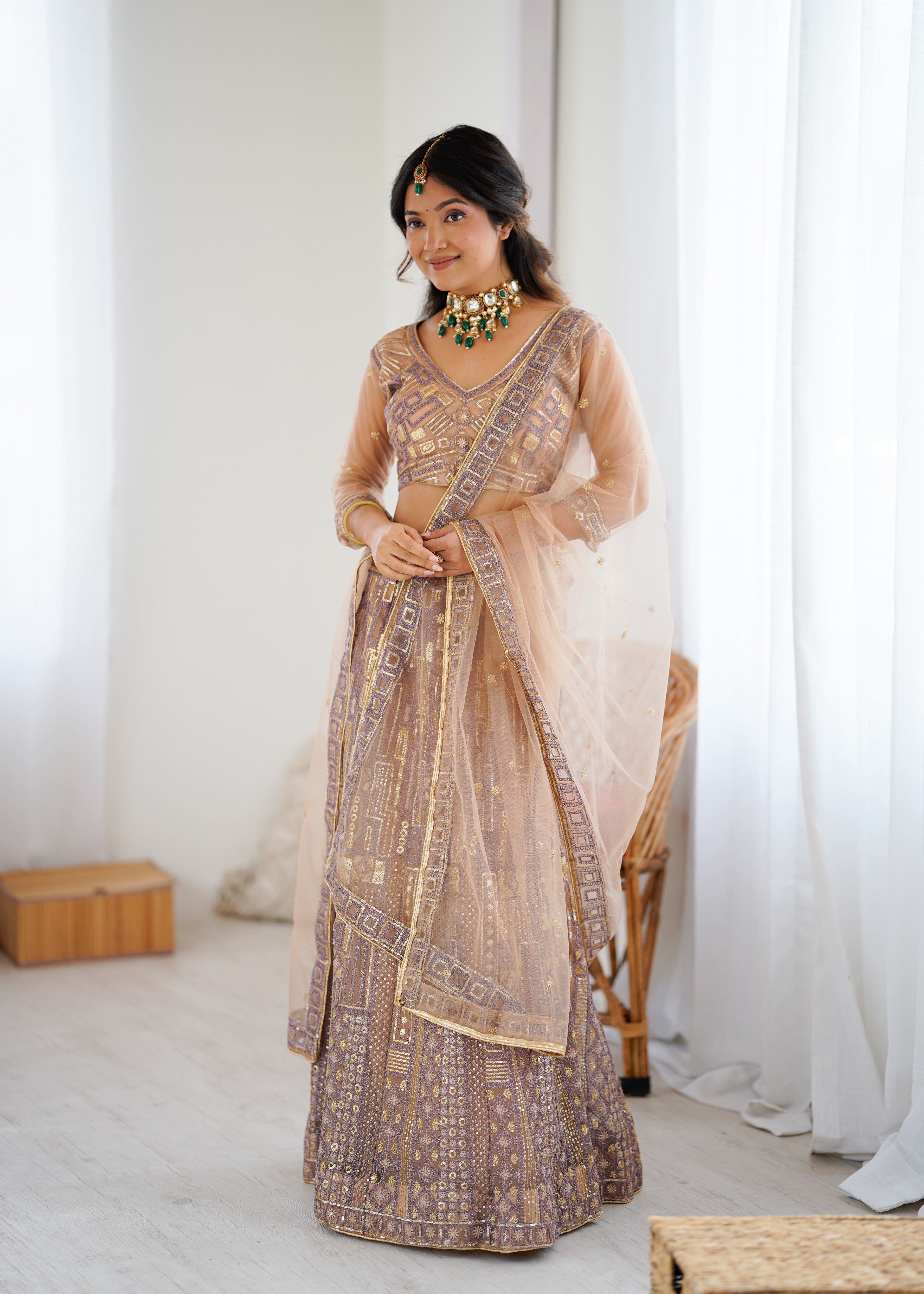 Beautiful Lehenga Choli With Embroidery And Sequins Work