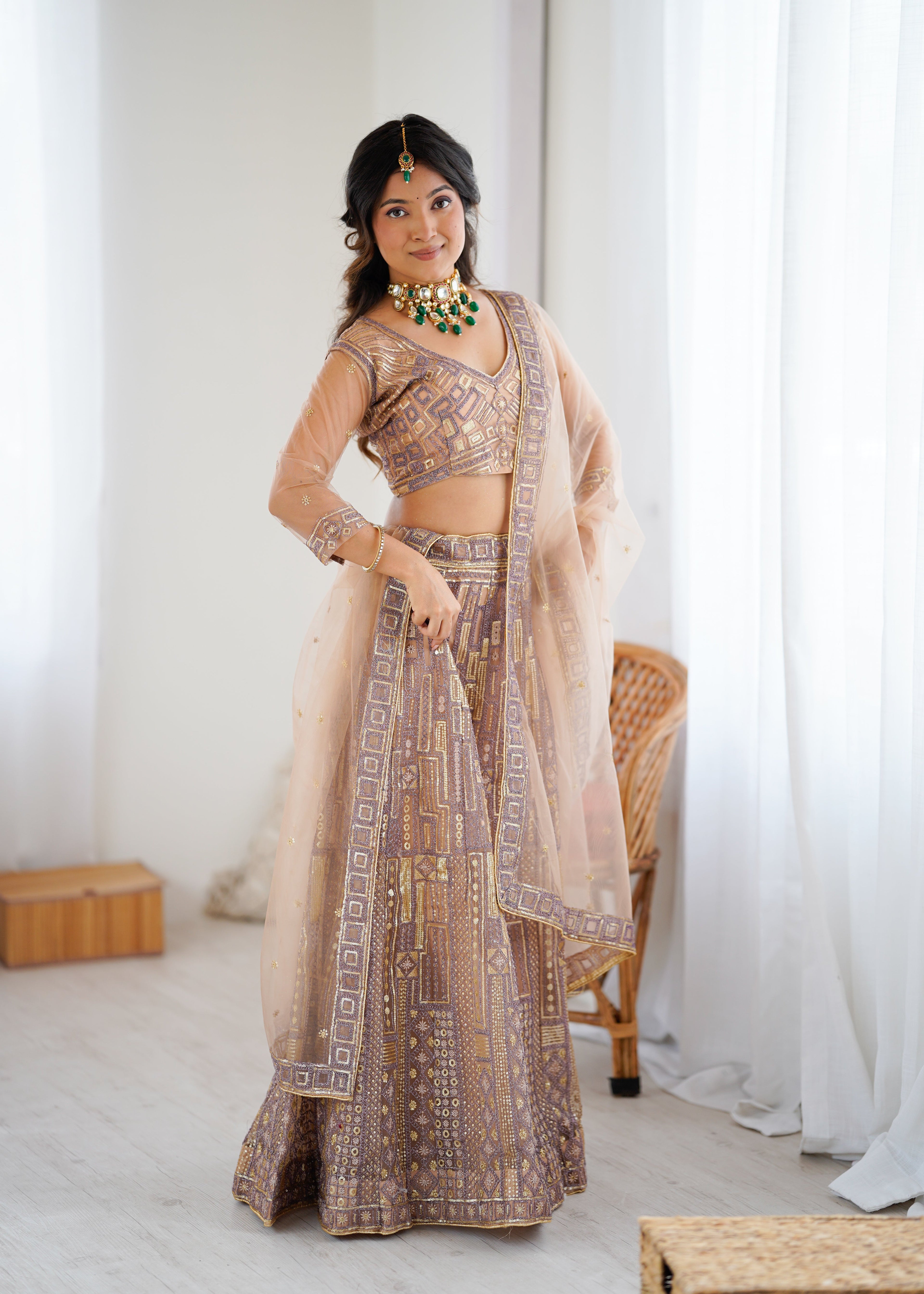 Beautiful Lehenga Choli With Embroidery And Sequins Work
