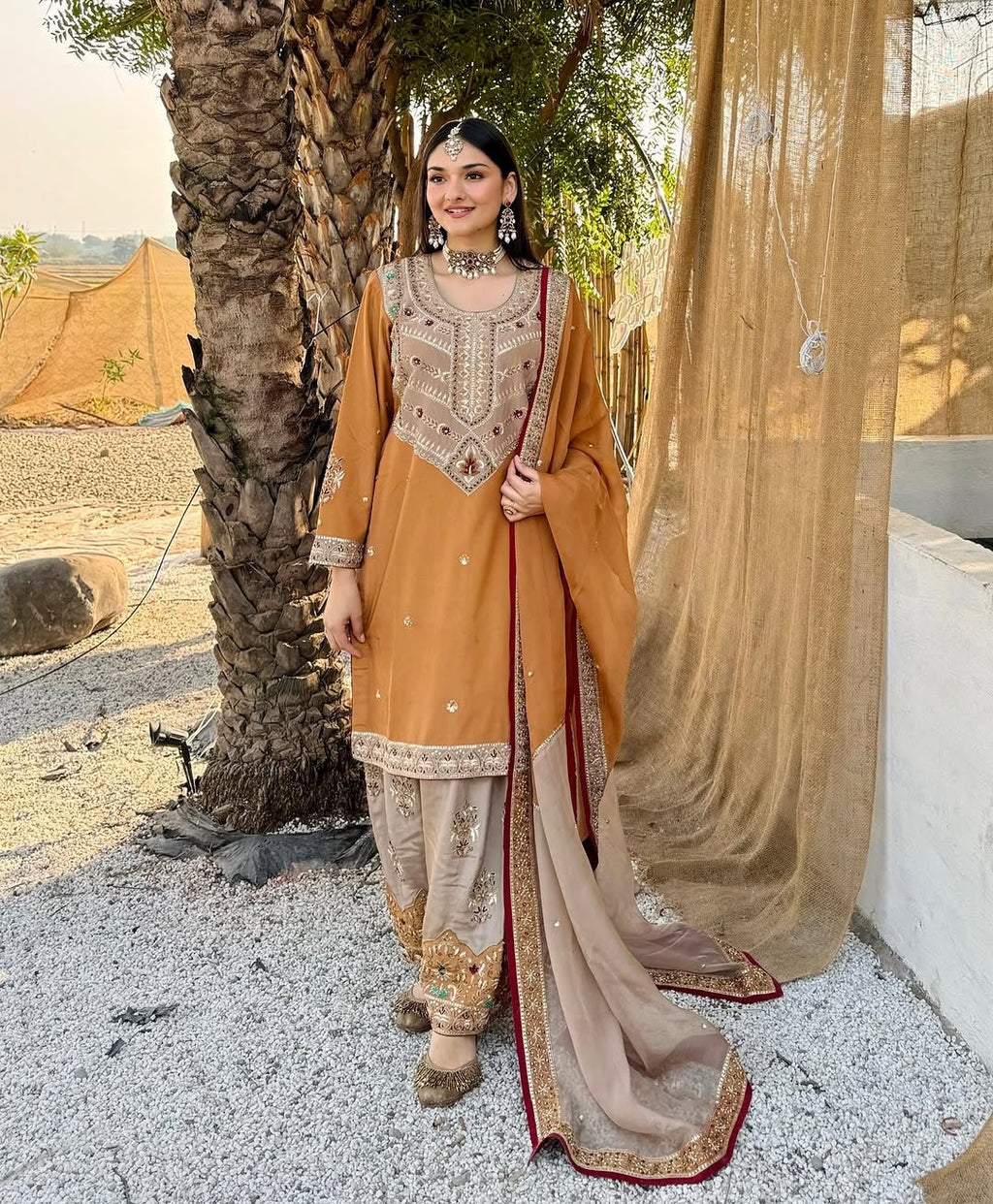 Beautiful Top-Bottom And Dupatta With Heavy Embroidery Sequence Work