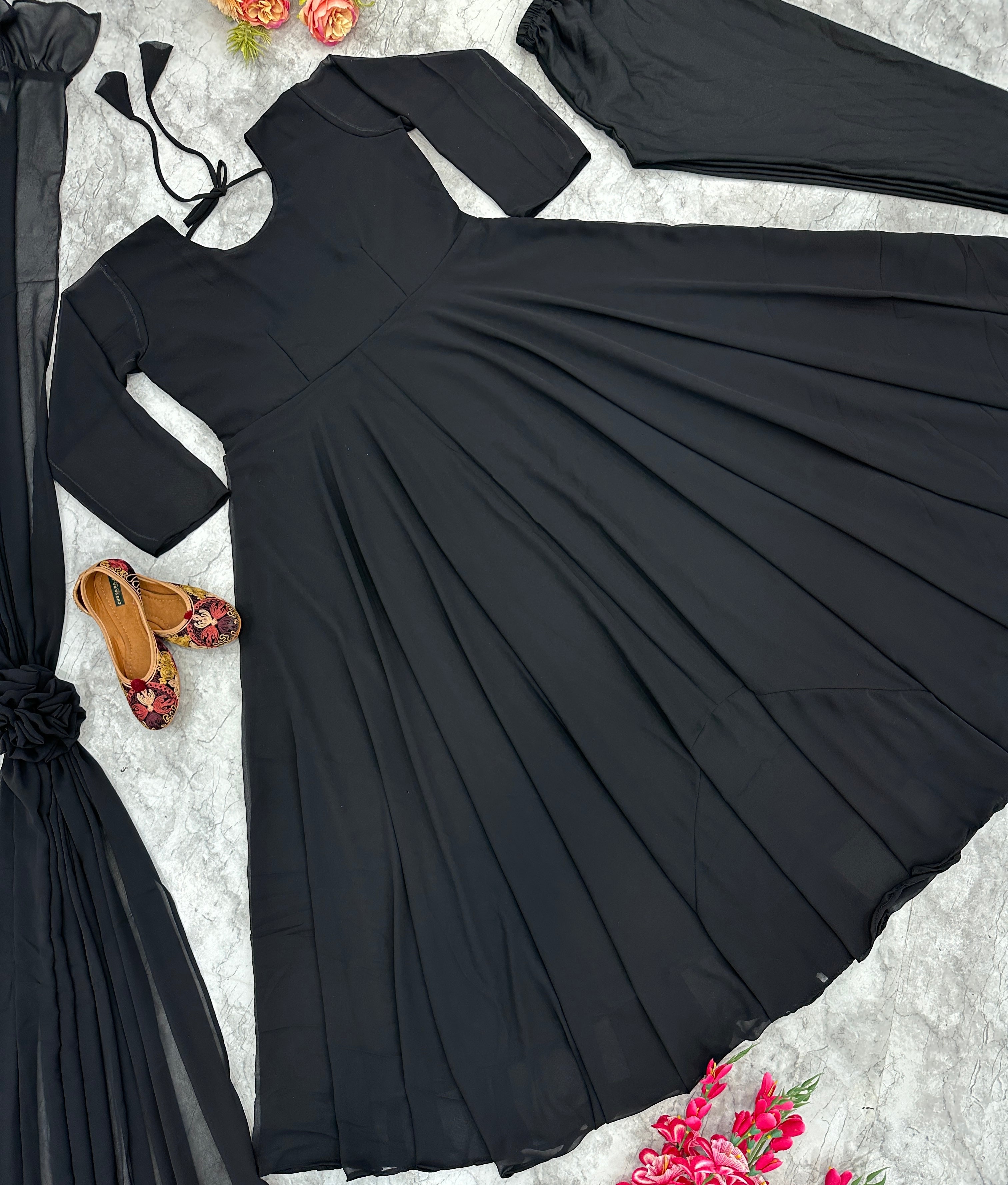 Party Wear Beautiful Anarkali Gown With Pent And Beatifoll Dupatta