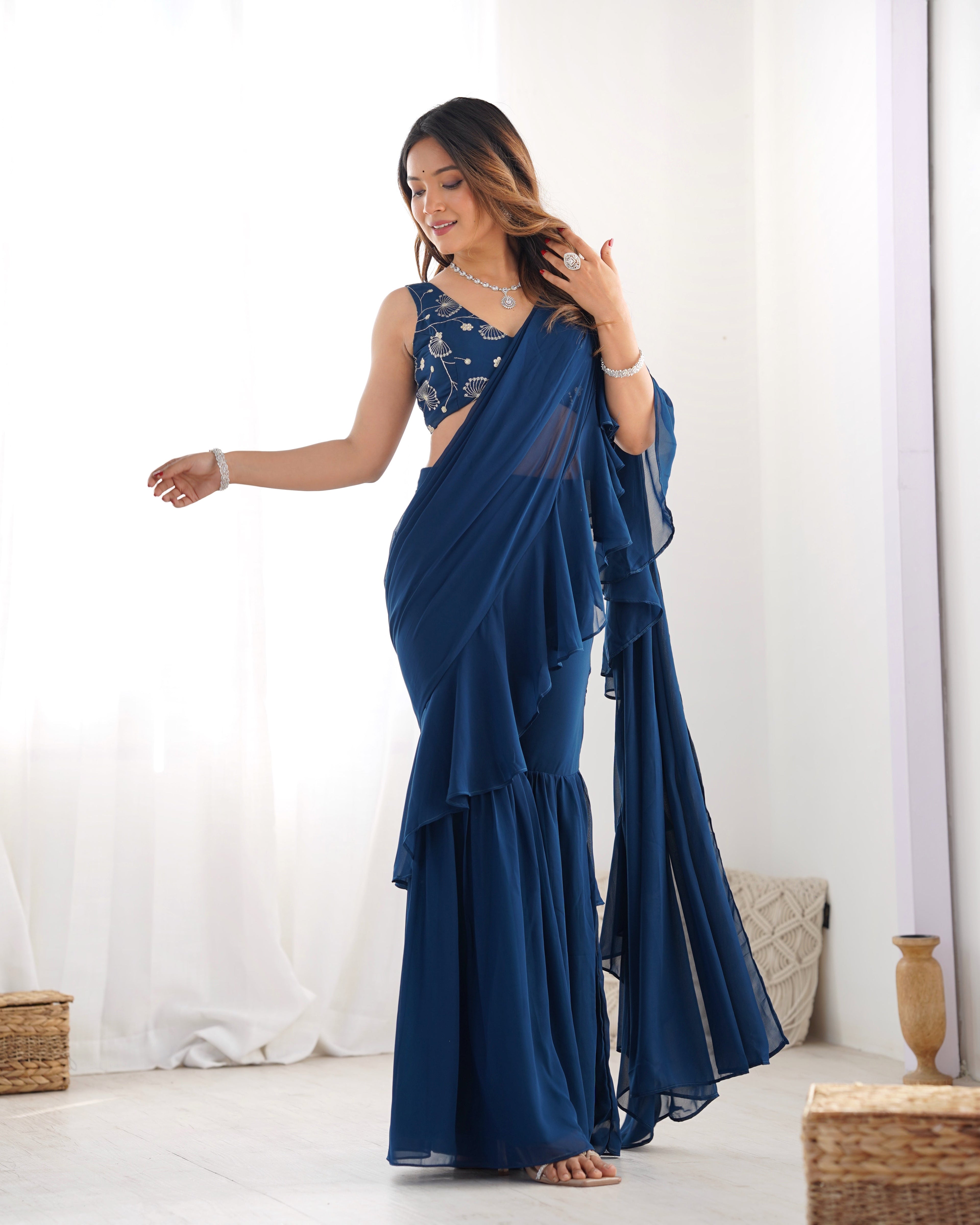 Designer Party Wear Ready To Wear Sharara Saree