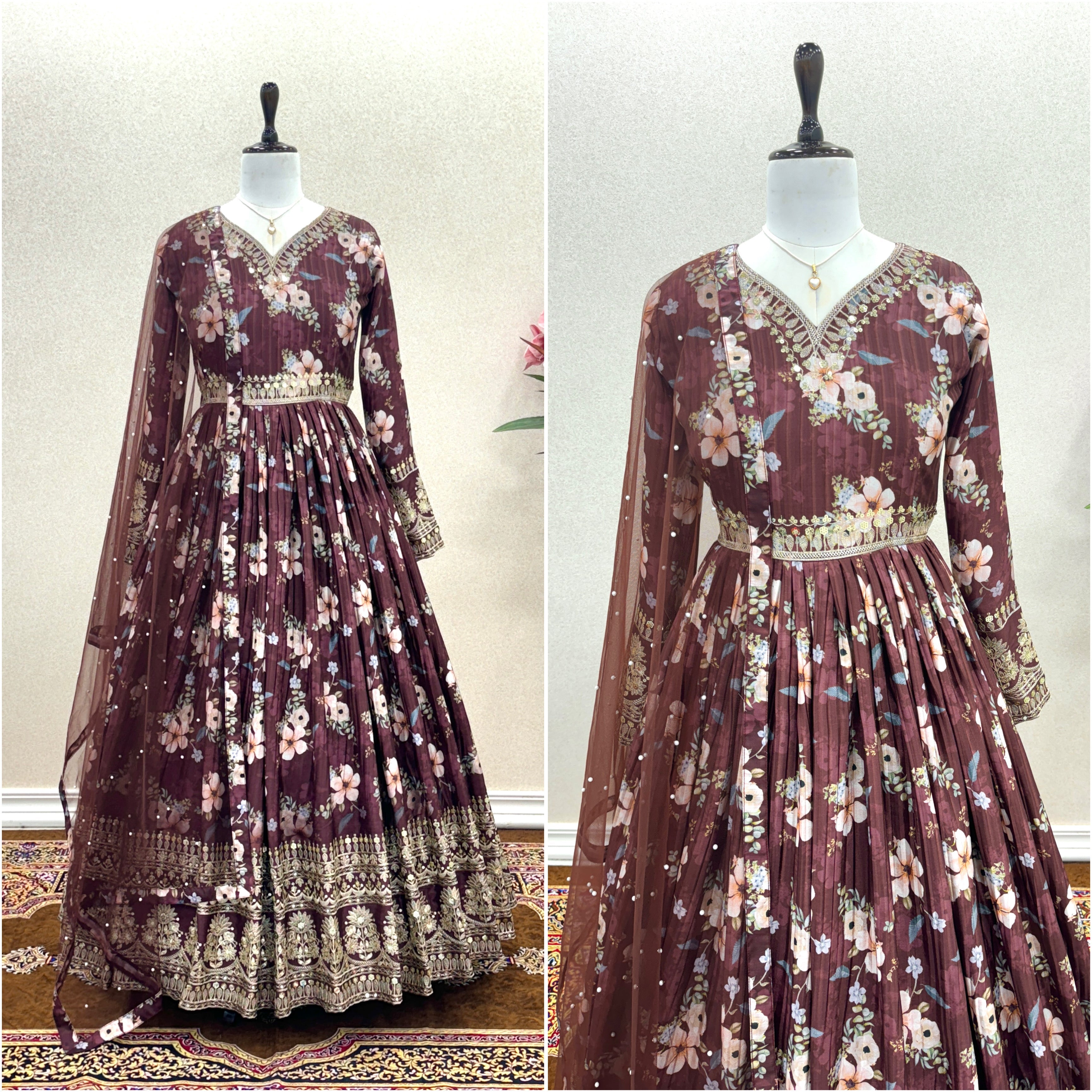 Party Wear Look Gown With Bottom & Dupatta Set