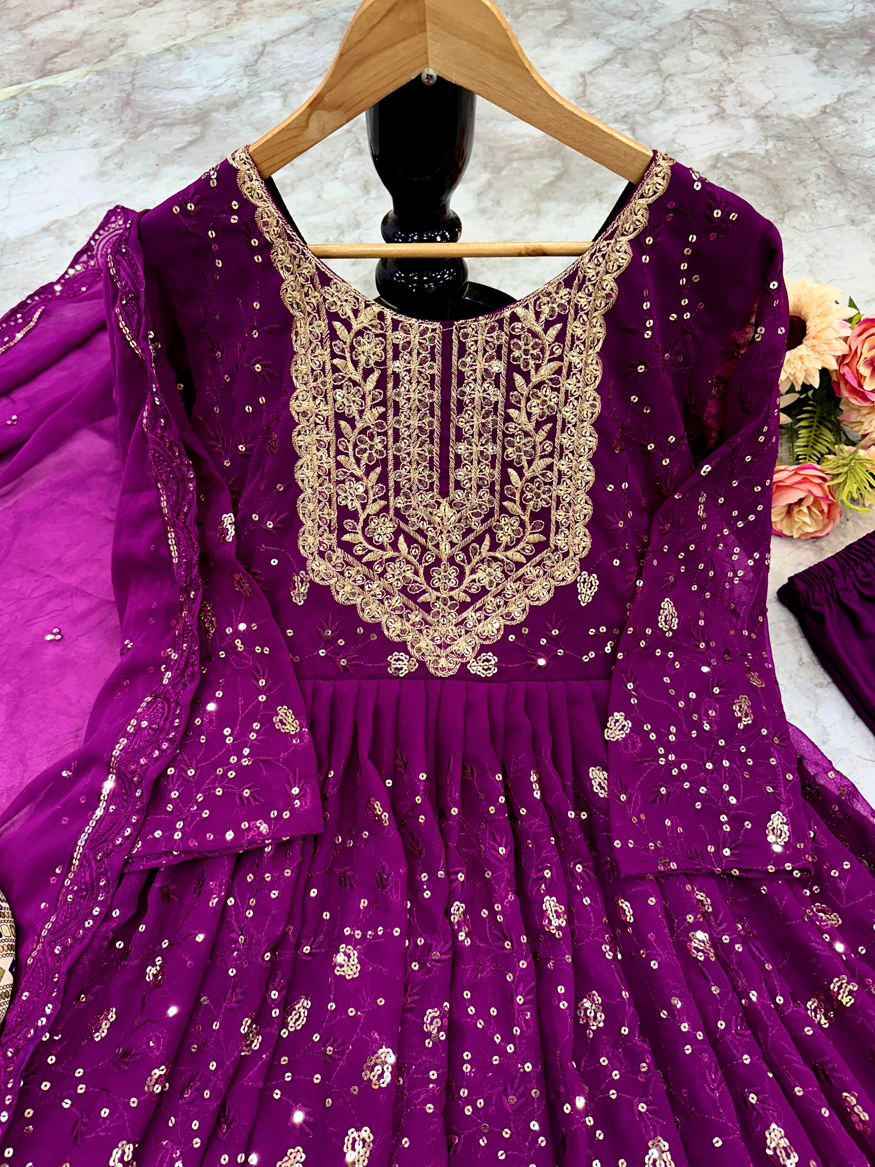 Beautiful Party Wear Look Chikankari Gown With Dupatta