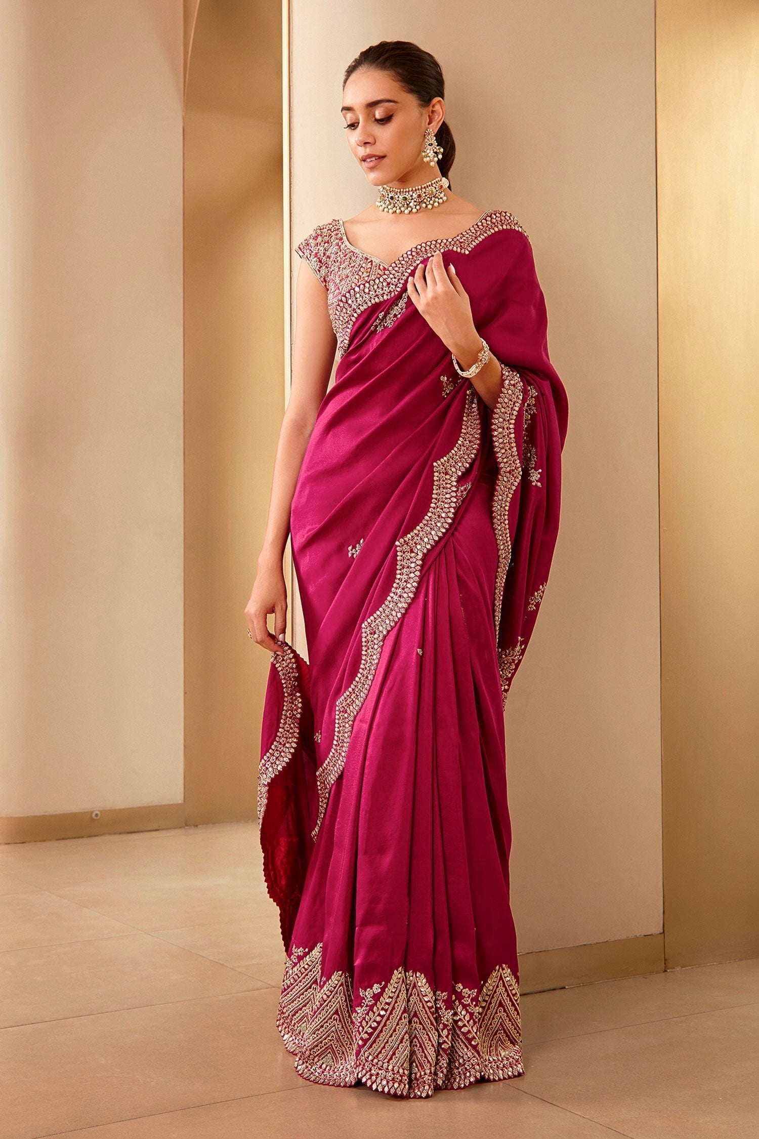Designer Party Wear Saree With Embroidery Coding & Sequins Work