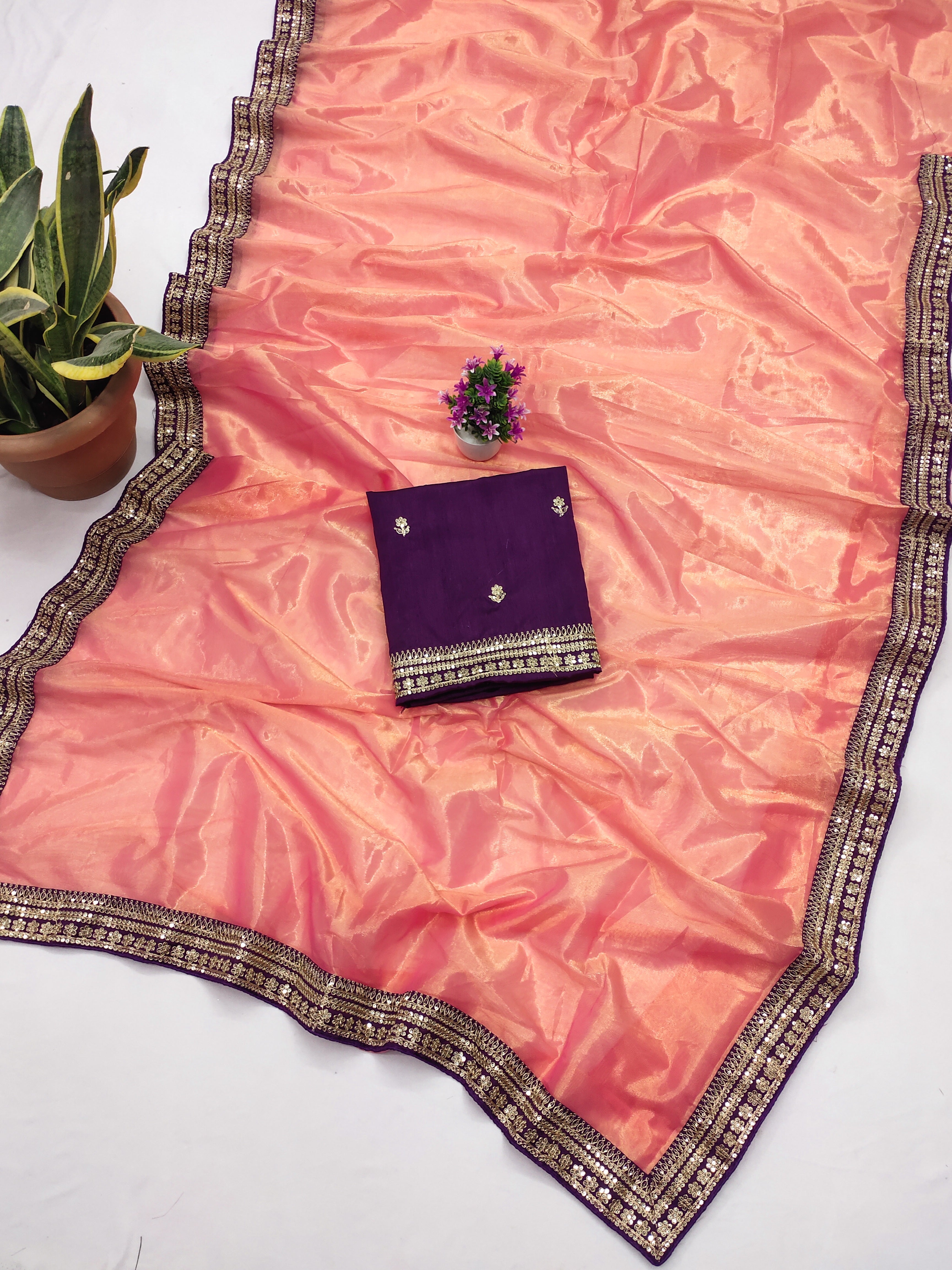 Party Wear Saree With Embroidery Codding & Sequins Work Border