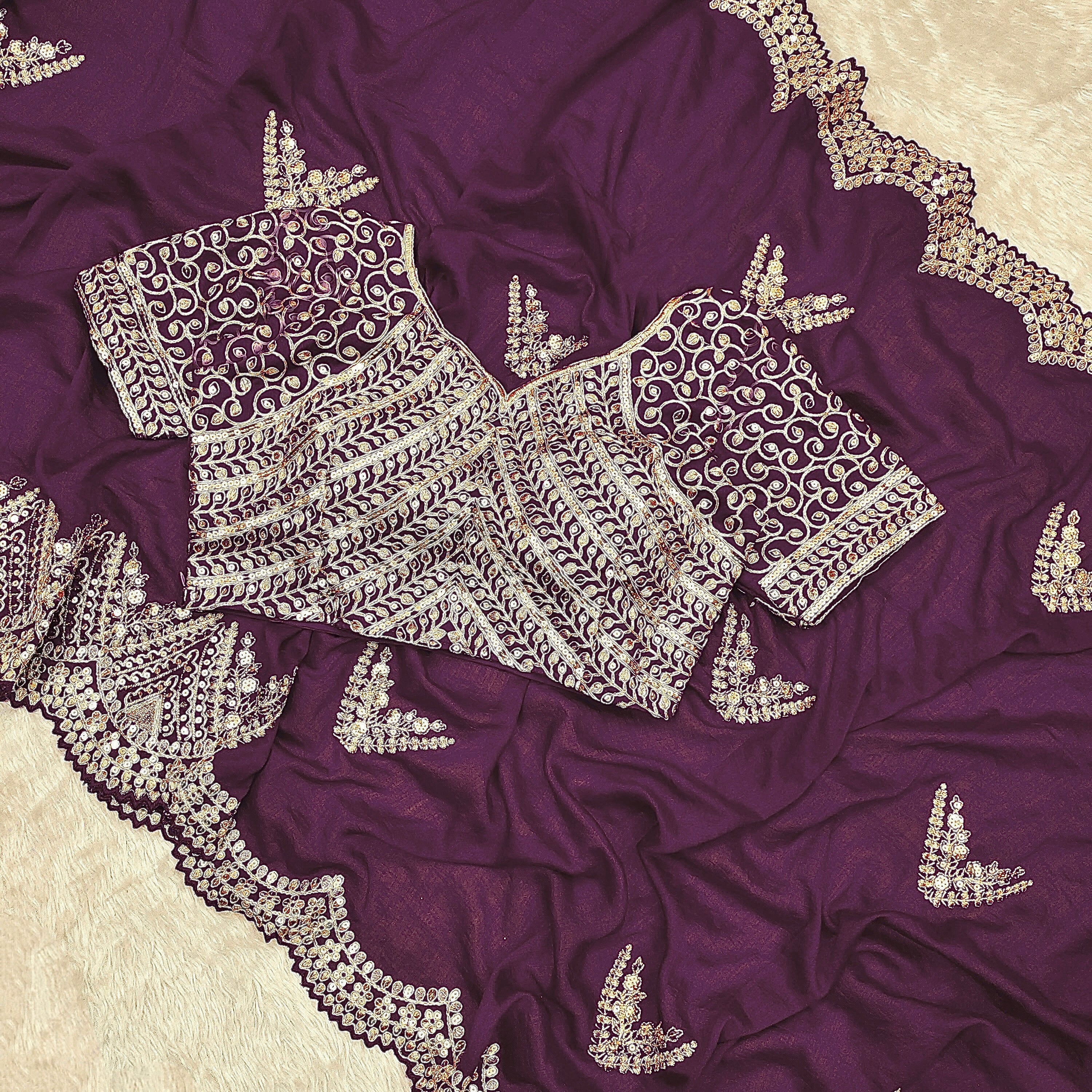 Designer Party Wear Saree With Embroidery Coding & Sequins Work