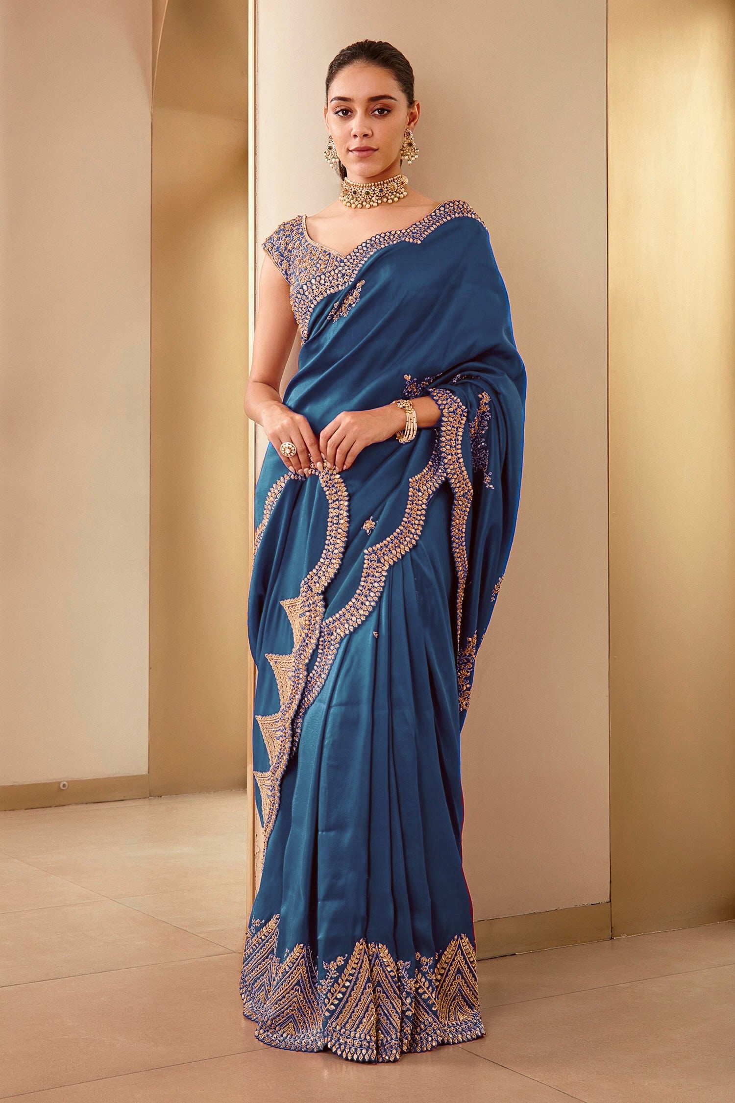Designer Party Wear Saree With Embroidery Coding & Sequins Work