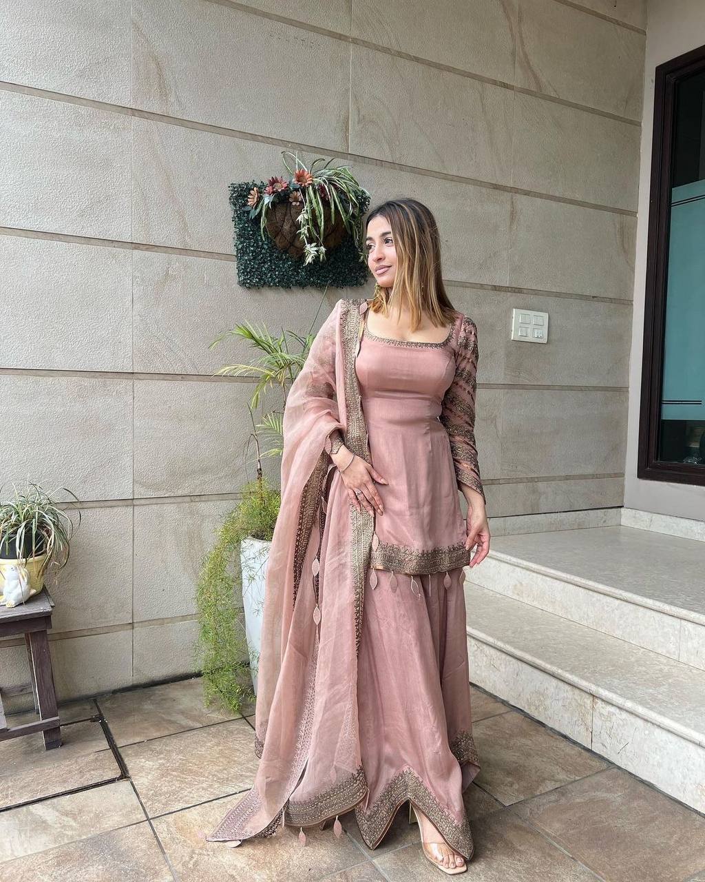 Designer Party Wear Look New Sharara Palzo With Heavy Embroidery