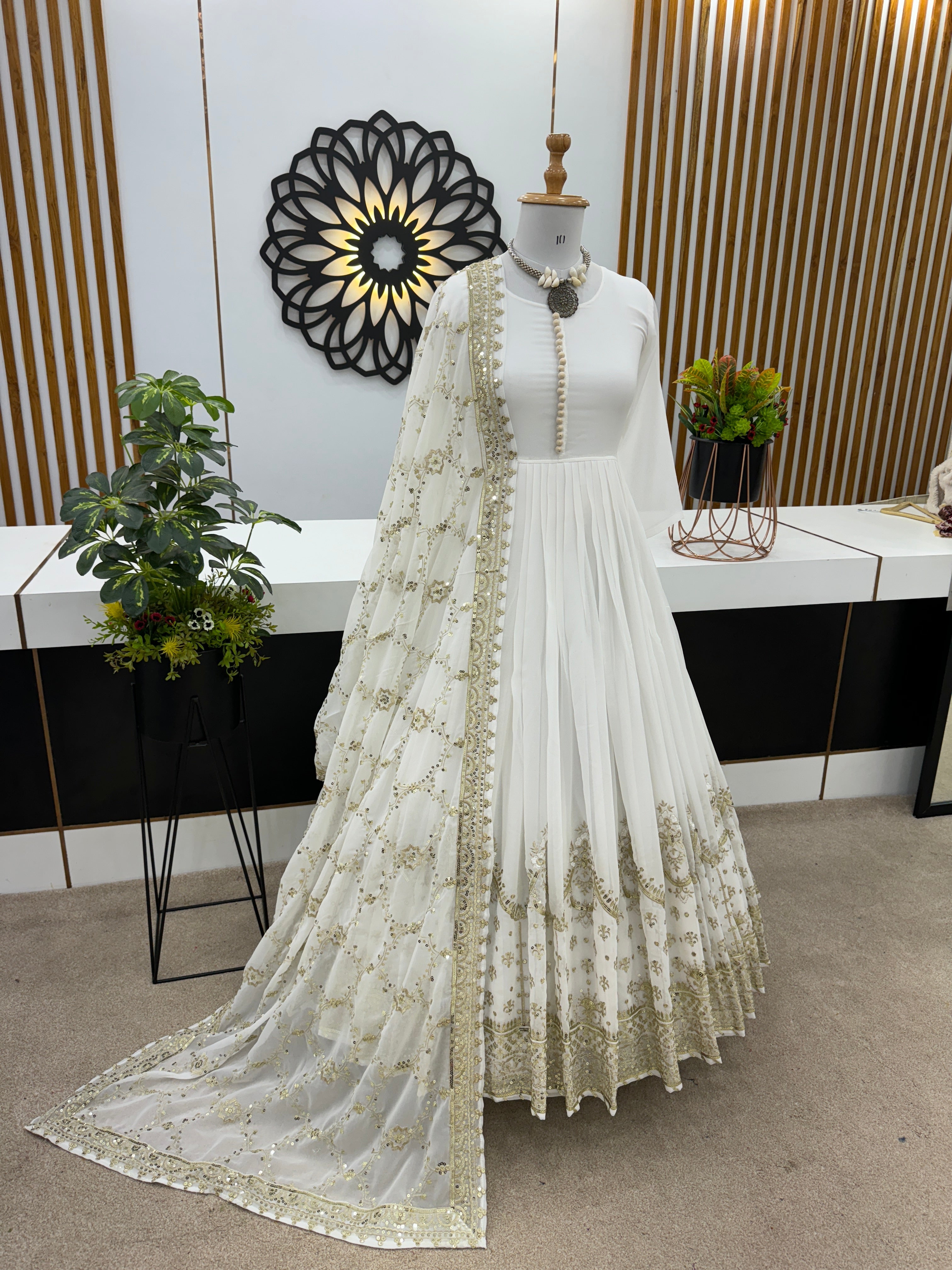 Party Wear Look Gown, And Dupatta With Embroidery Sequence Work