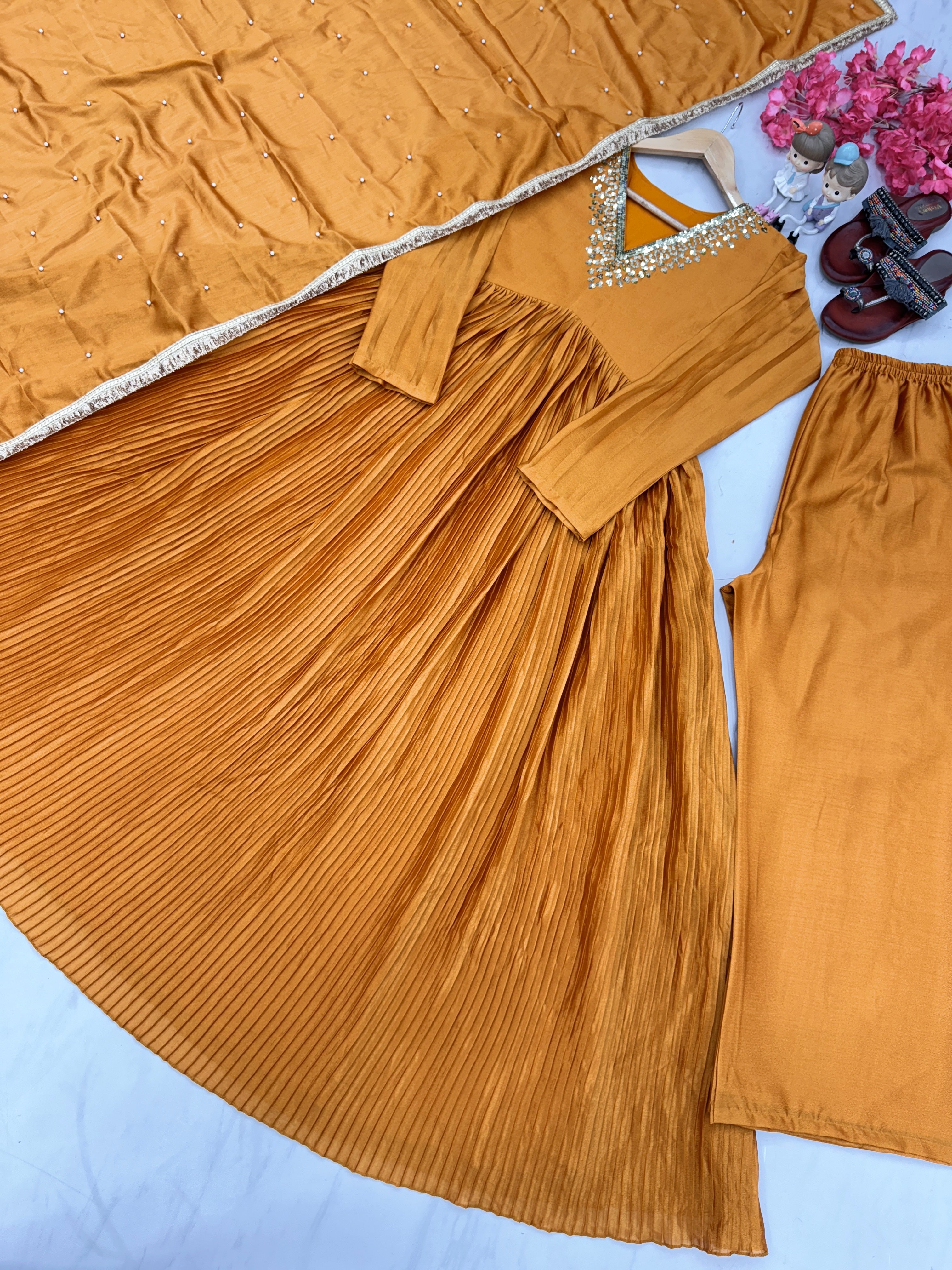 Alia cut Anarkali Gown, Dupatta & Bottom Set