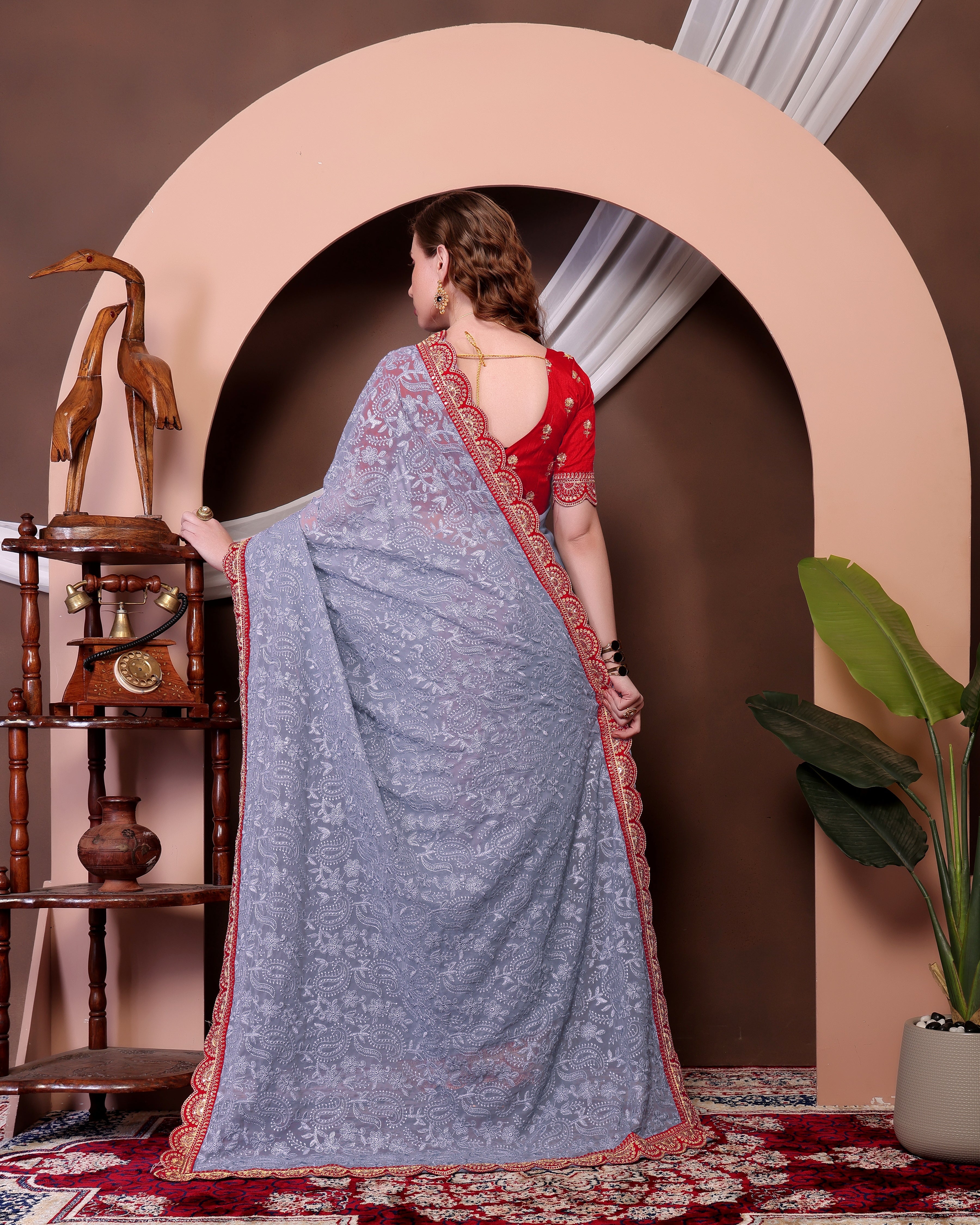 Party Wear Beautiful Saree With Embroidery Sequins Work
