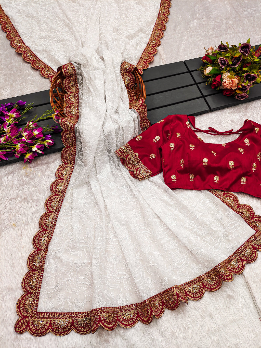 Party Wear Beautiful Saree With Embroidery Sequins Work