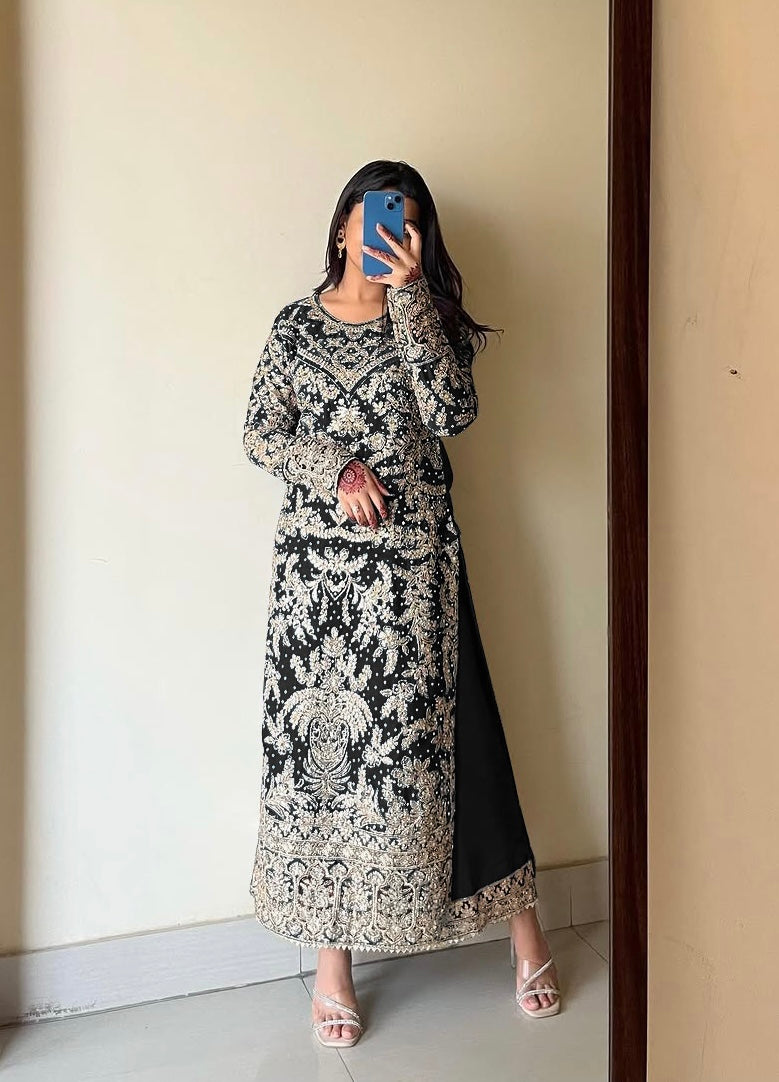 Beautiful Georgette Top-Plazzo And Dupatta With Diamond Handwork