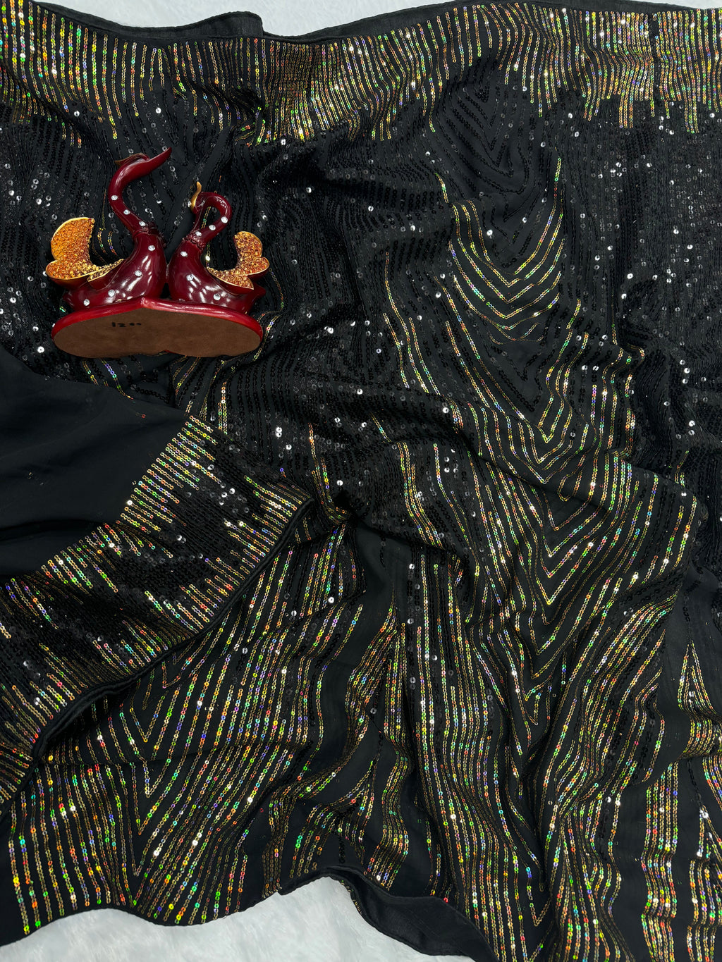 Designer Sequins Saree Rainbow Sequins Embroidery Work