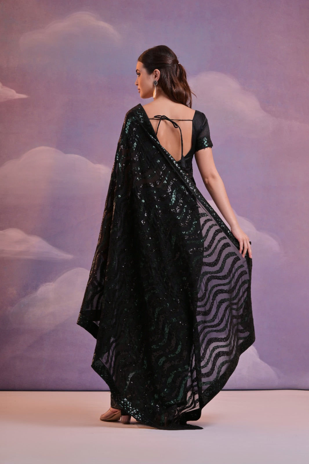 Party Wear Beautiful Saree With Sequence Embroidery Work