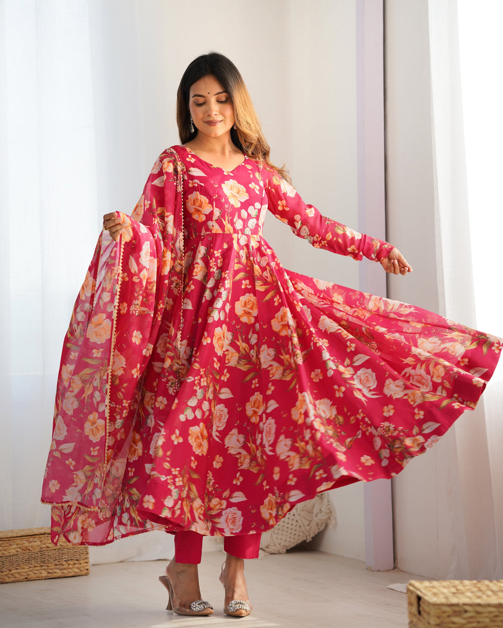 Beautiful Party Wear Anarkali Gown With Dupatta