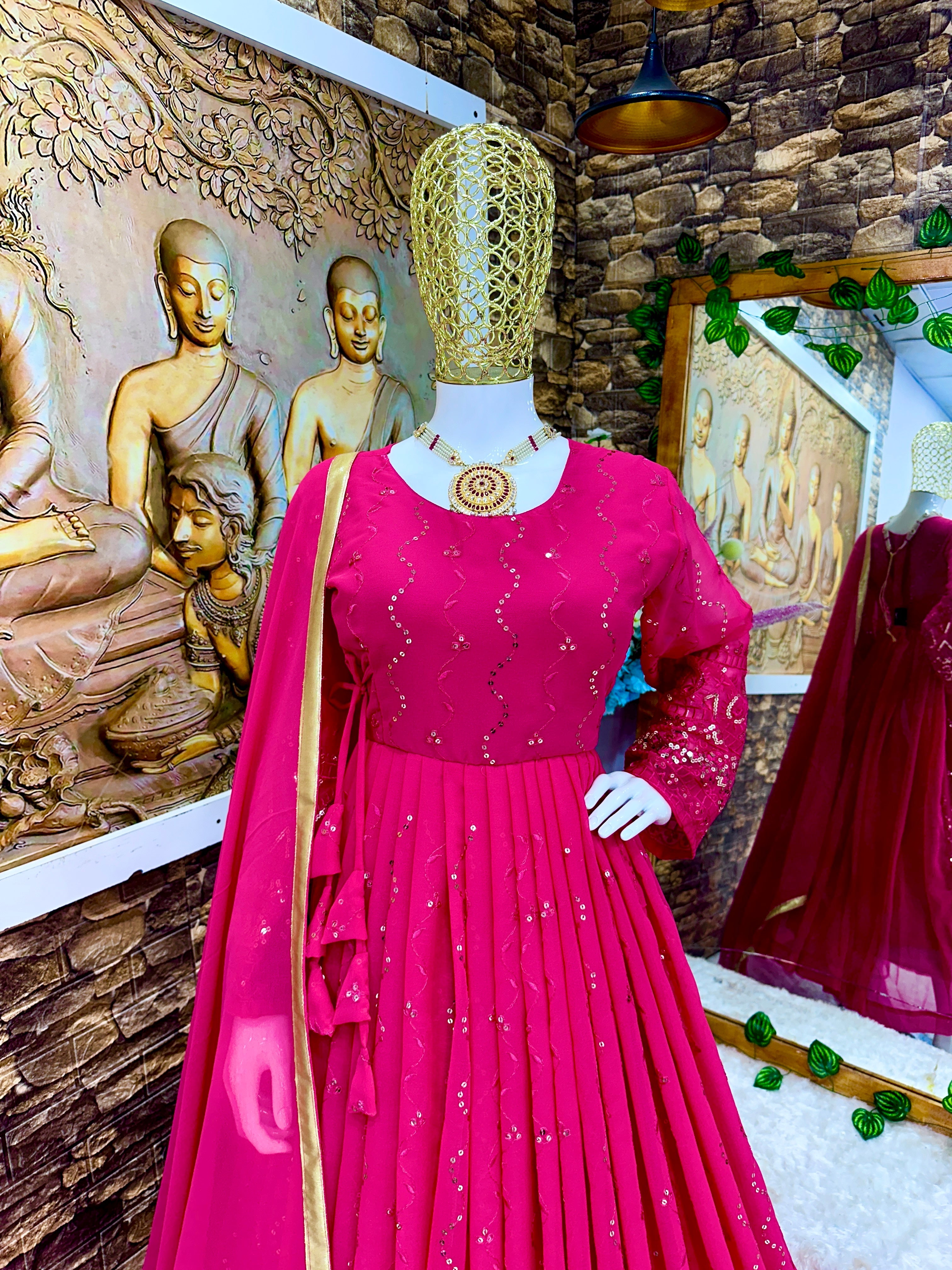 Beautiful Party Wear Anarkali Gown With Pent And Dupatta