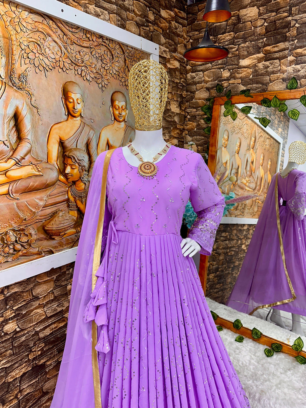 Beautiful Party Wear Anarkali Gown With Pent And Dupatta