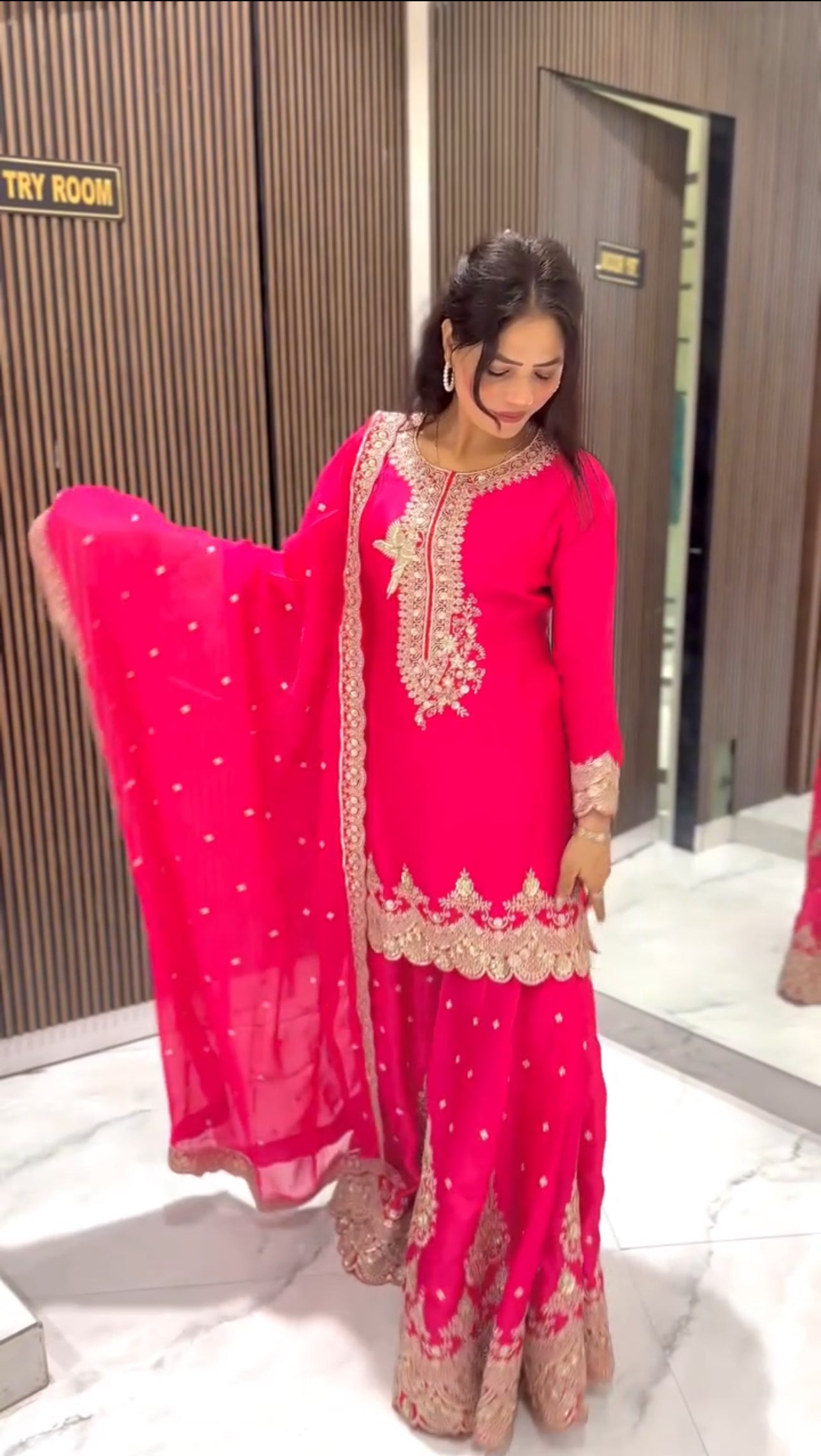 Beautiful Top-sharara And Dupatta With Heavy Embroidery Sequence Work