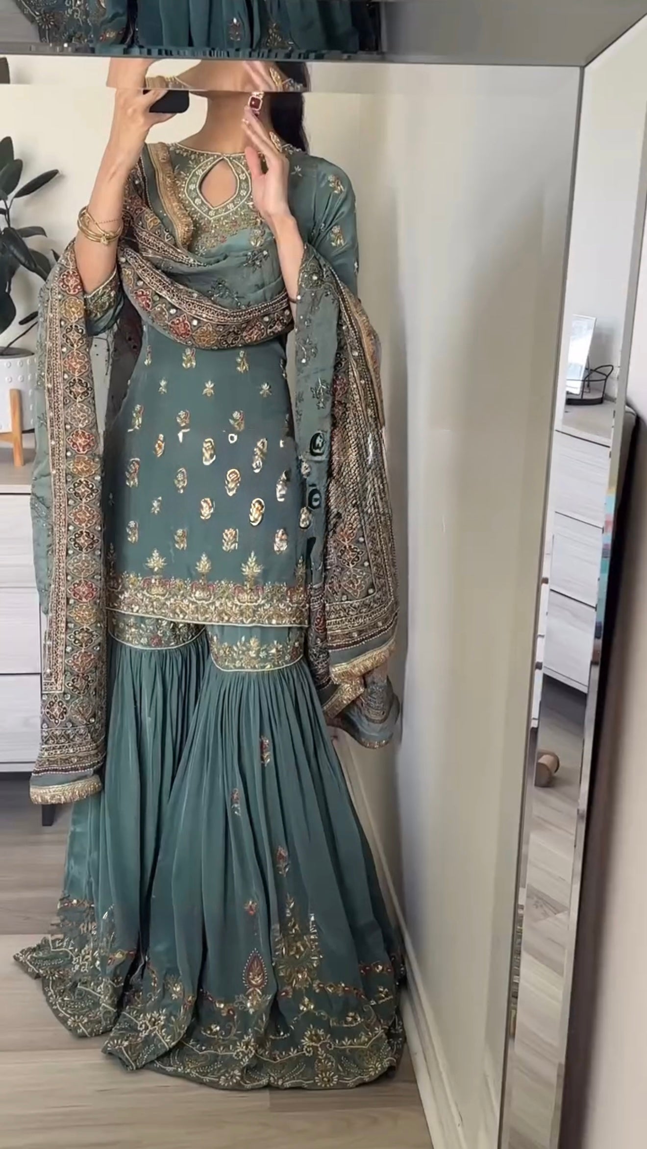 Party Wear Look Top-Plazzo and Dupatta With Heavy Embroidery Work