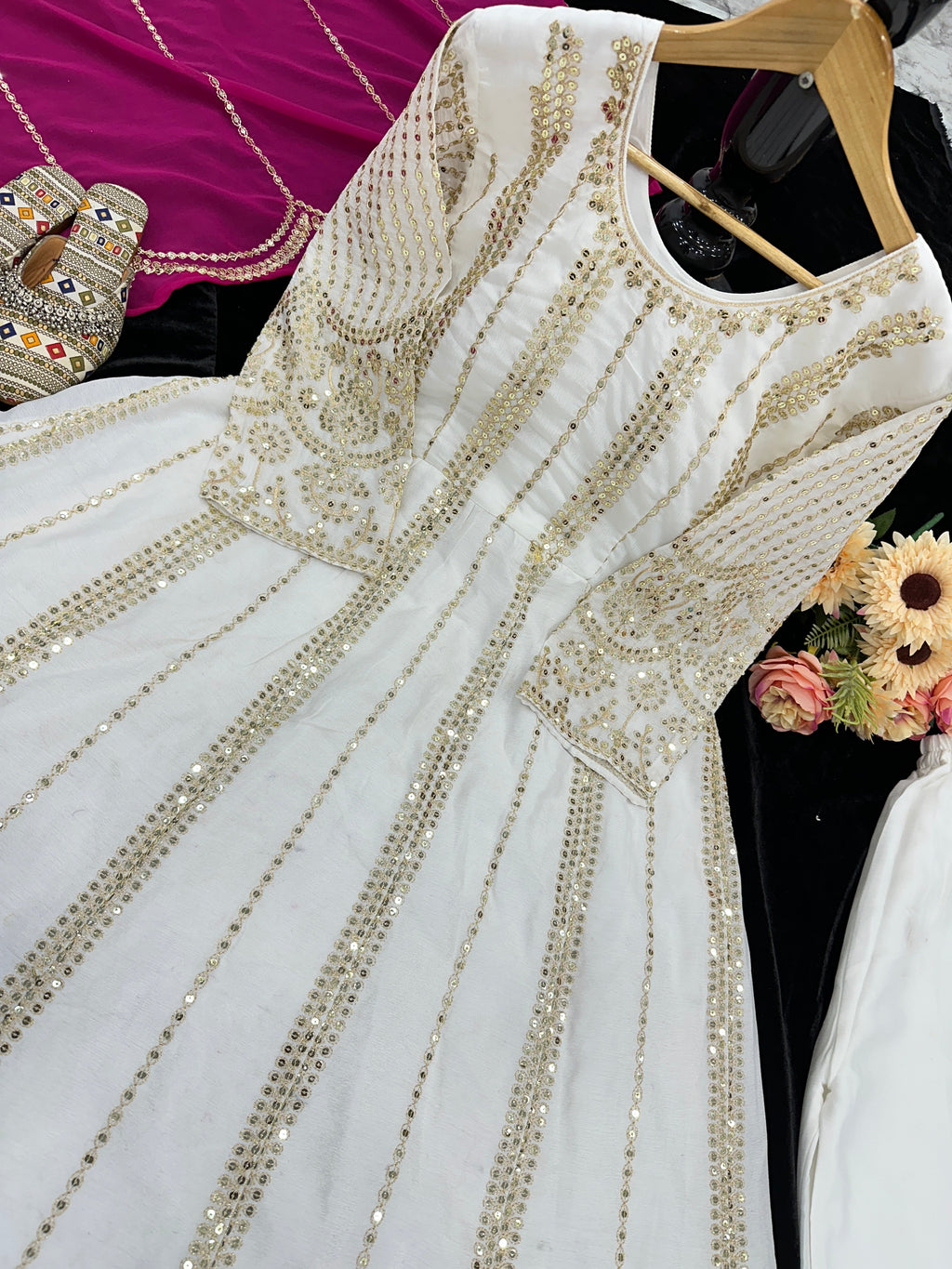 Beautiful Party Wear Anarkali Gown With Pent And Dupatta