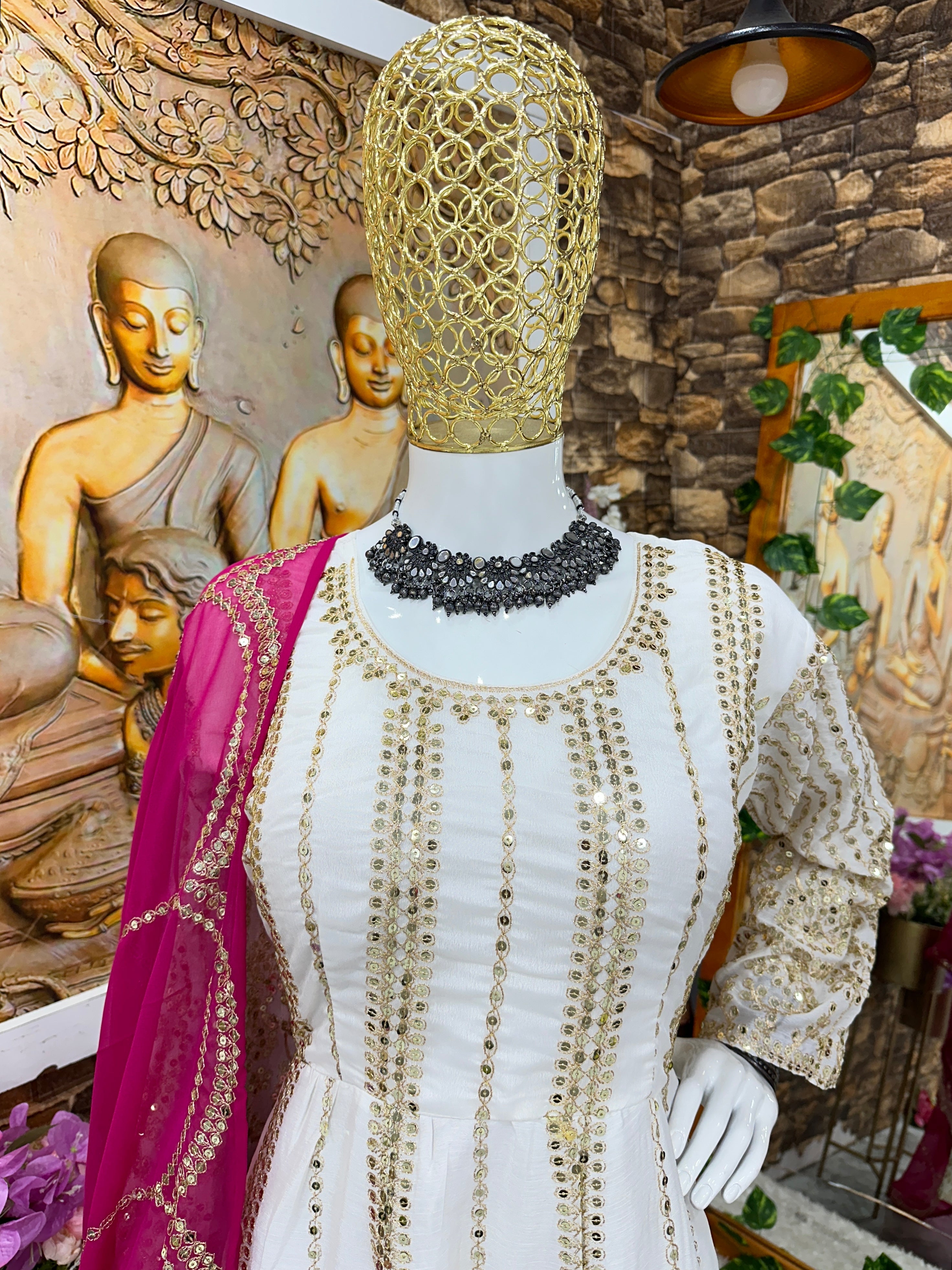 Beautiful Party Wear Anarkali Gown With Pent And Dupatta