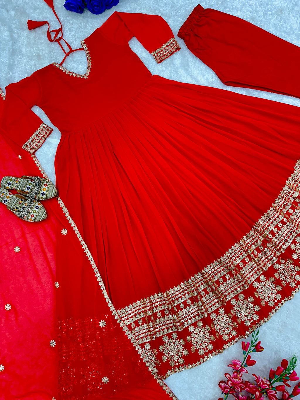 Beautiful Party Wear Look Anarkali Gown And Pent With Dupatta