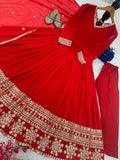 Beautiful Party Wear Look Anarkali Gown And Pent With Dupatta