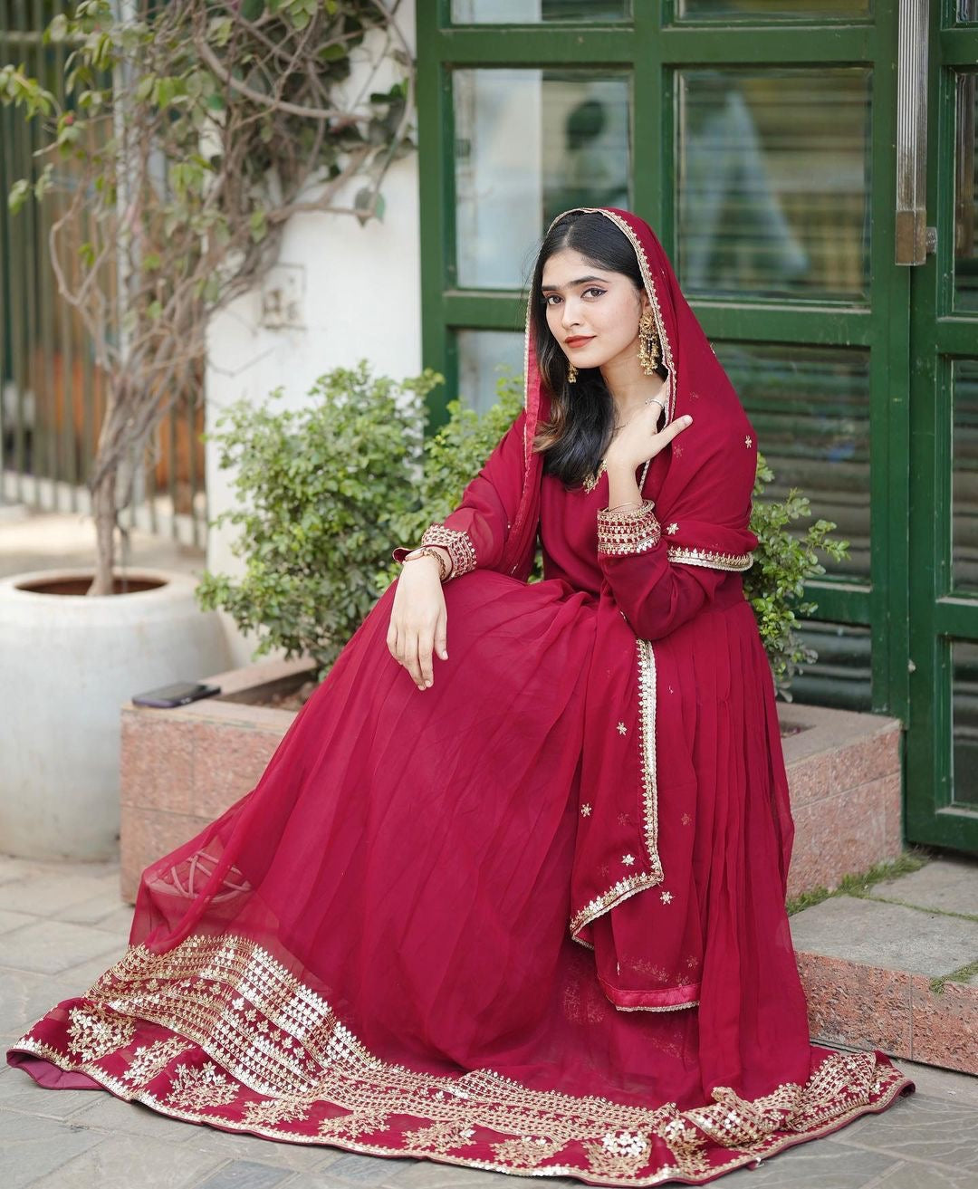 Beautiful Party Wear Look Anarkali Gown And Pent With Dupatta