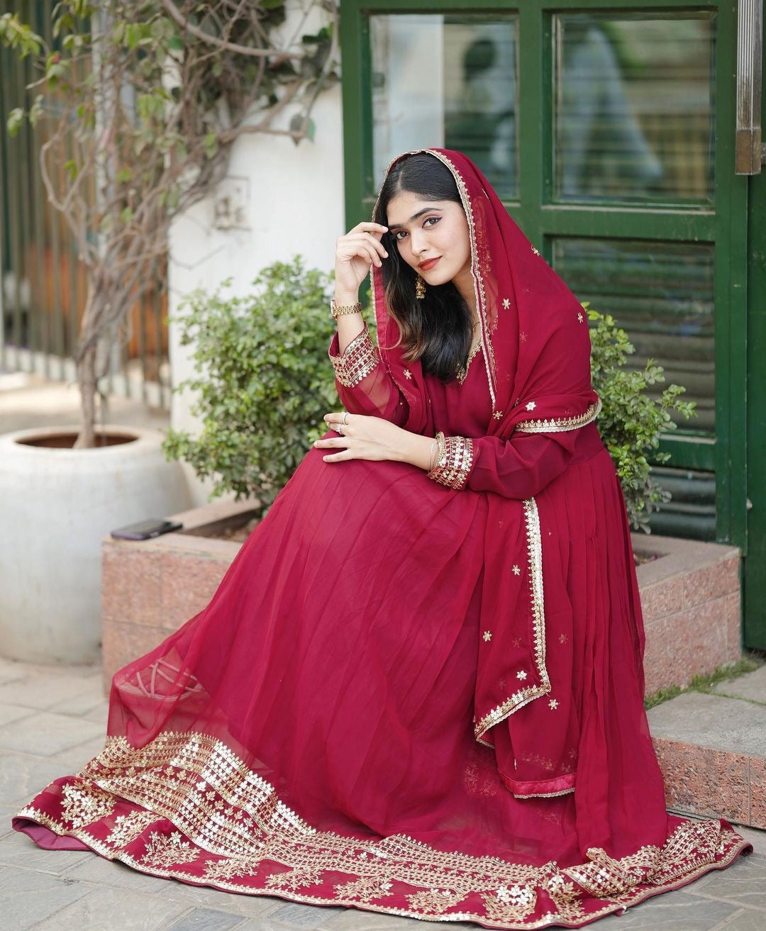 Beautiful Party Wear Look Anarkali Gown And Pent With Dupatta