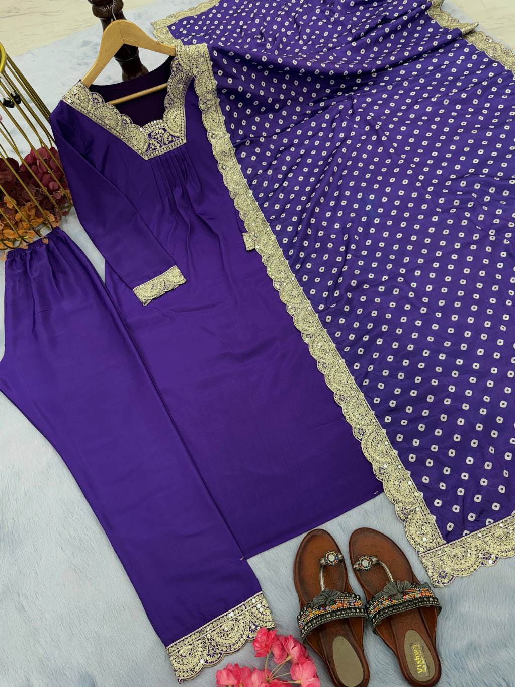 Beautiful Party Wear Look Heavy Modal Silk Top Bottom & Dupatta Set