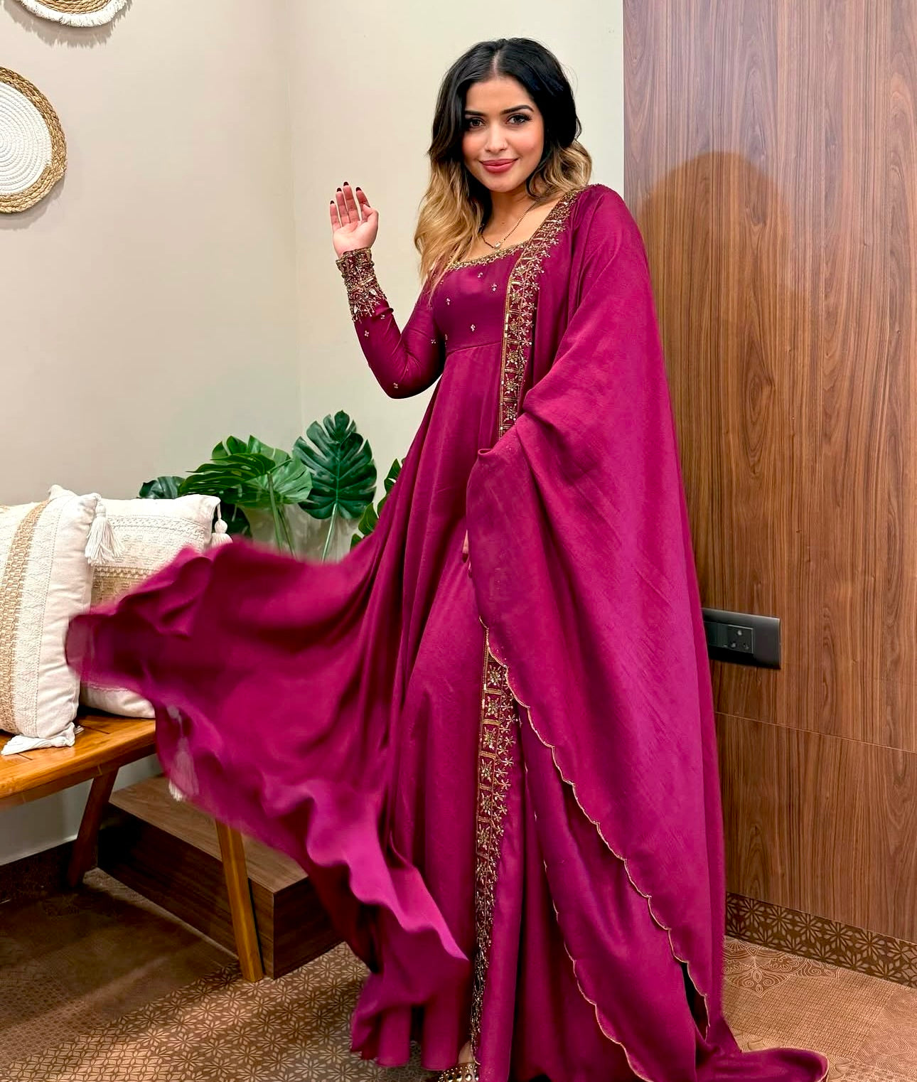 Beautiful Party Wear Gown Pent And Fancy Dupatta