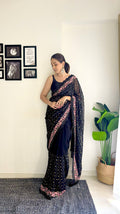 Designer Saree With Sequins And Multi Embroidery Work