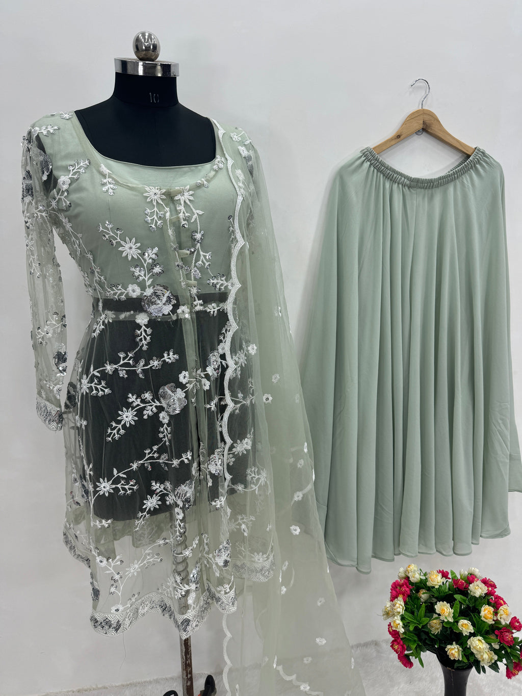 Beautiful Party Wear Fancy Top Bottom And Dupatta