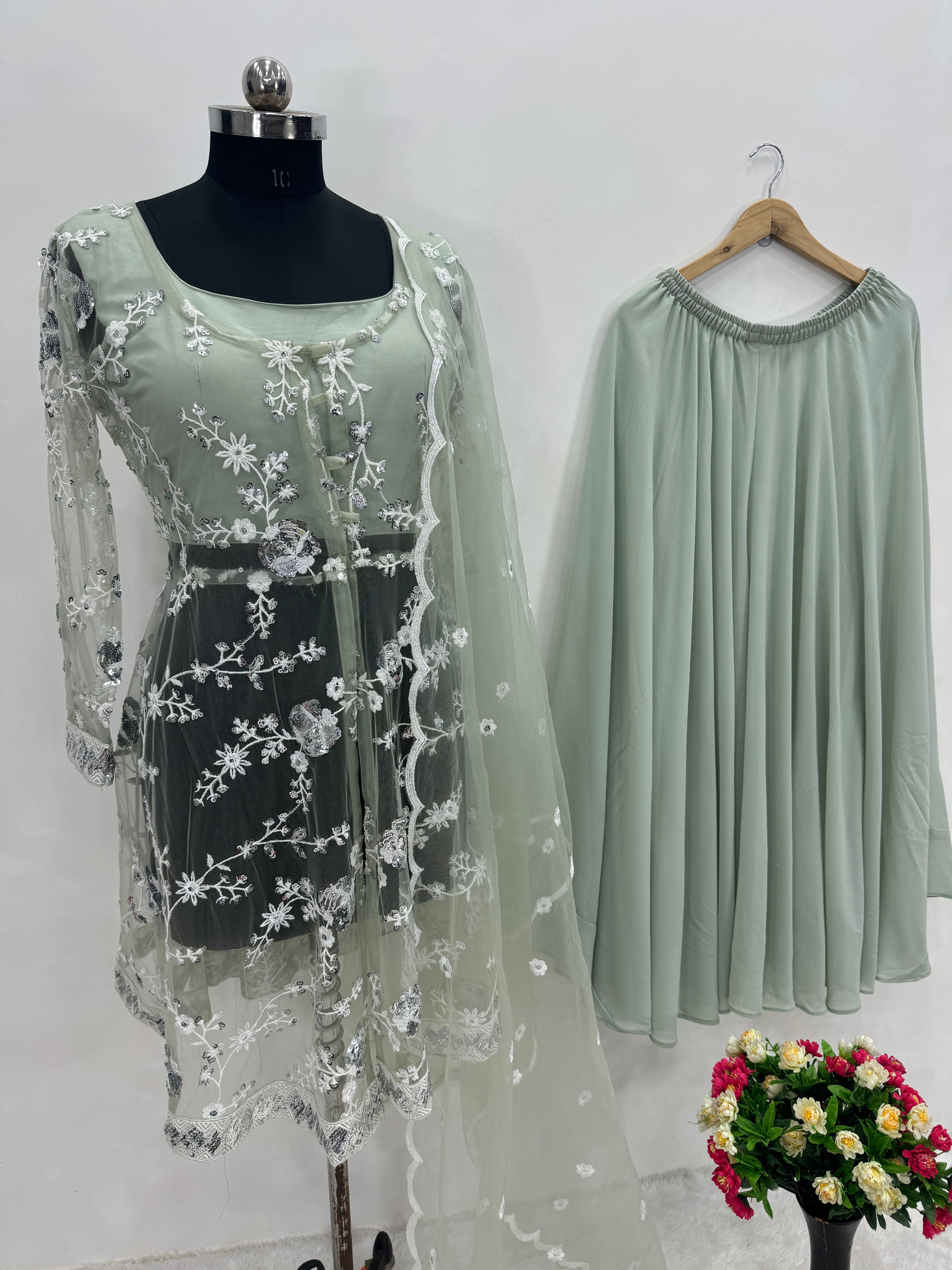 Beautiful Party Wear Fancy Top Bottom And Dupatta