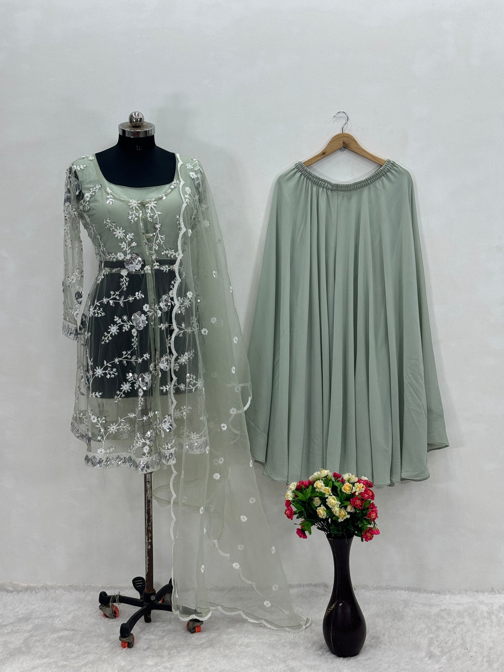 Beautiful Party Wear Fancy Top Bottom And Dupatta