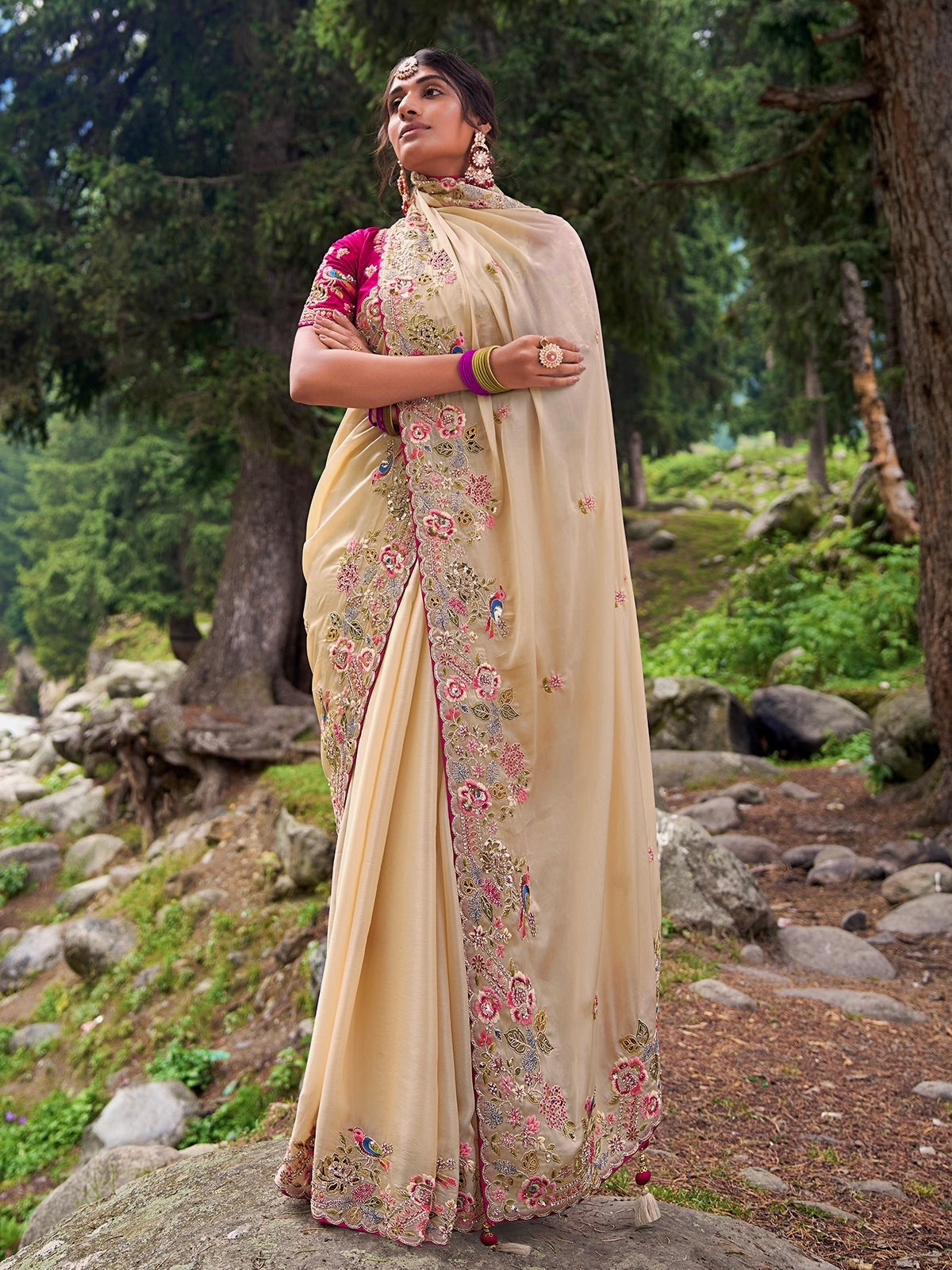 Fancy Saree With  Embroidery Multi Treads, Coding & Sequins Work