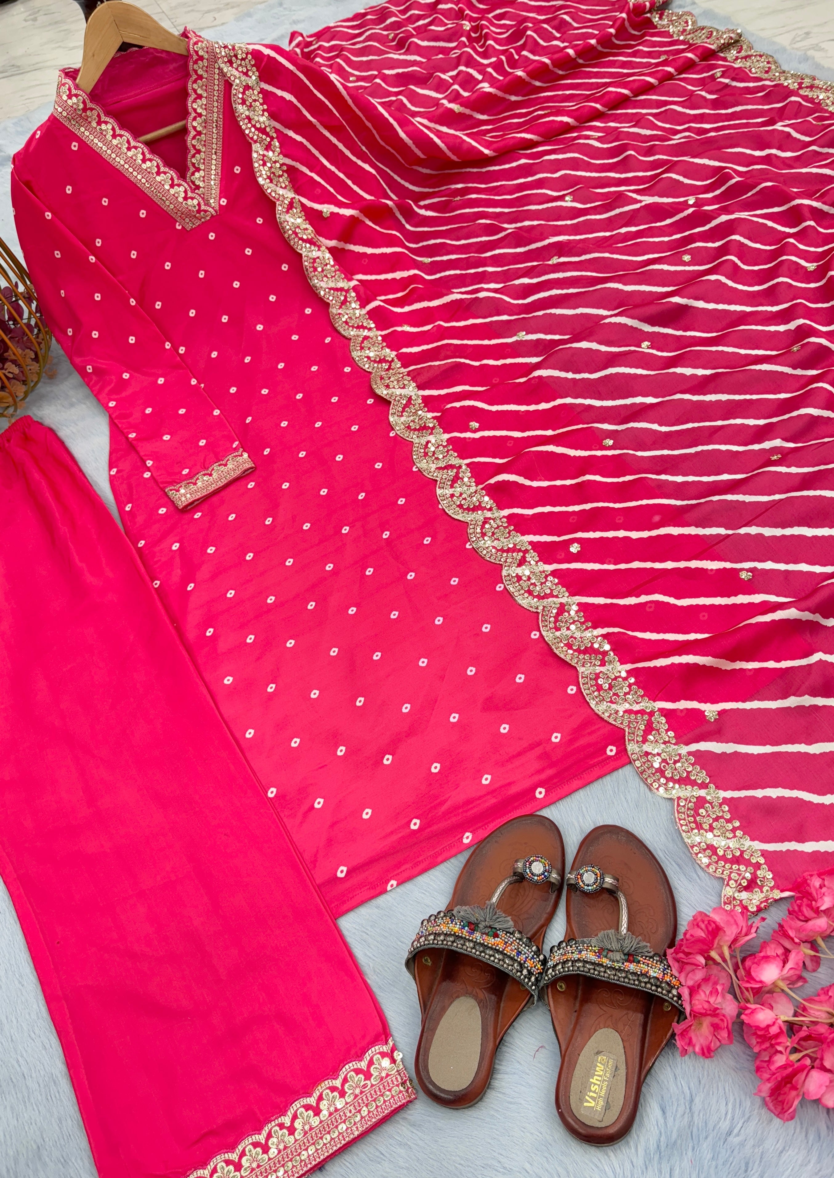 Party Wear Look Heavy Modal Silk Top Bottom & Dupatta Set