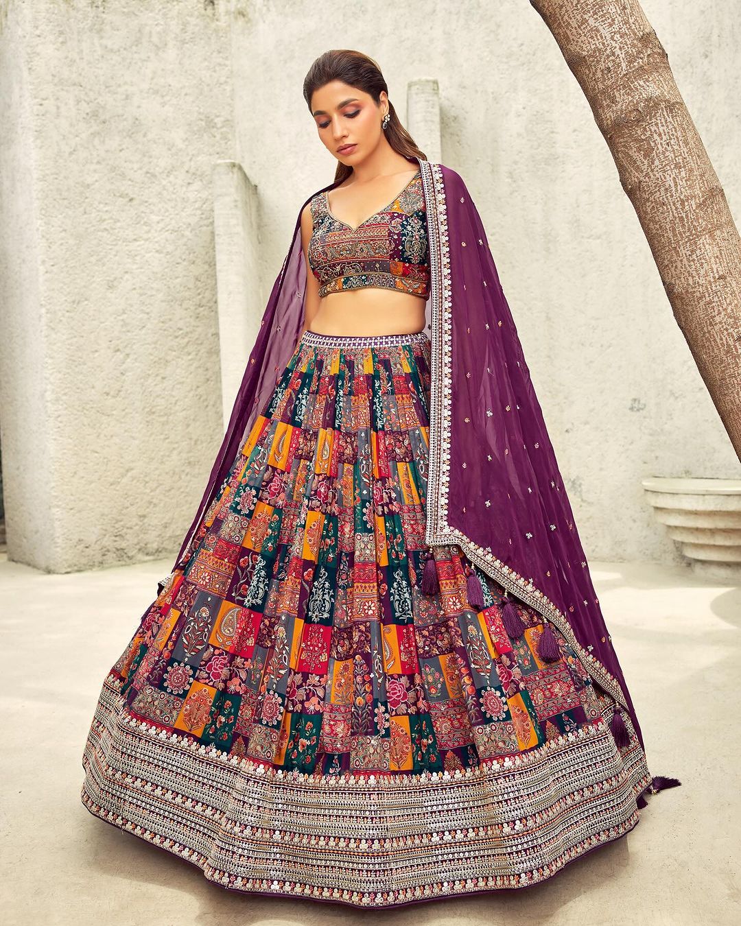 Party Wear Designer Lehenga Choli With Multi Needle Work