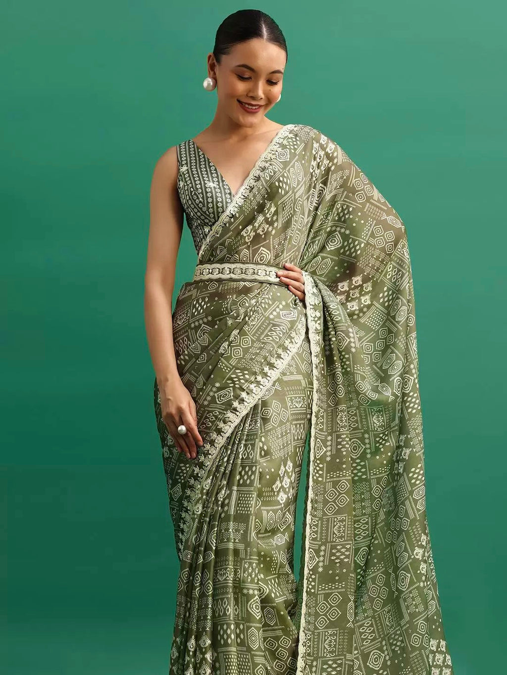 Party Wear Saree With Embroidery Codding & Sequins Work