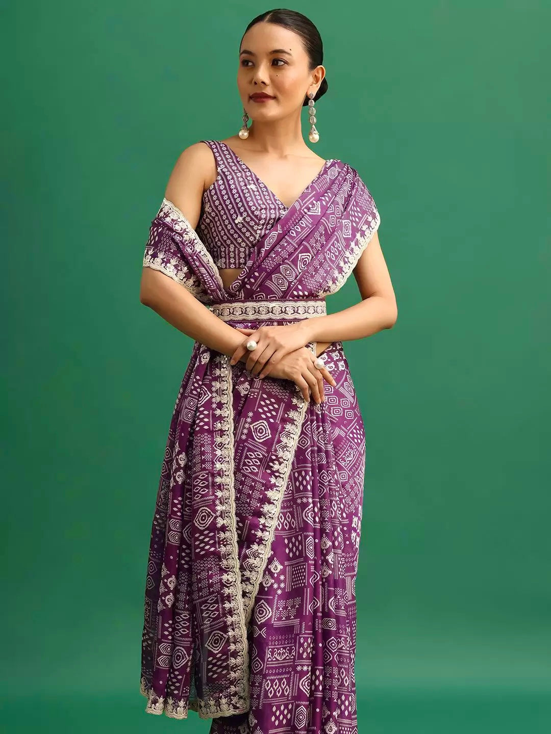 Party Wear Saree With Embroidery Codding & Sequins Work