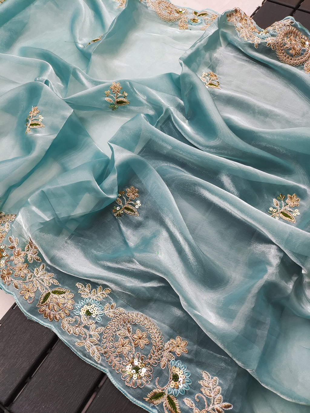 Fancy Saree With Embroidery Multi Treads, Coding & Sequins Work