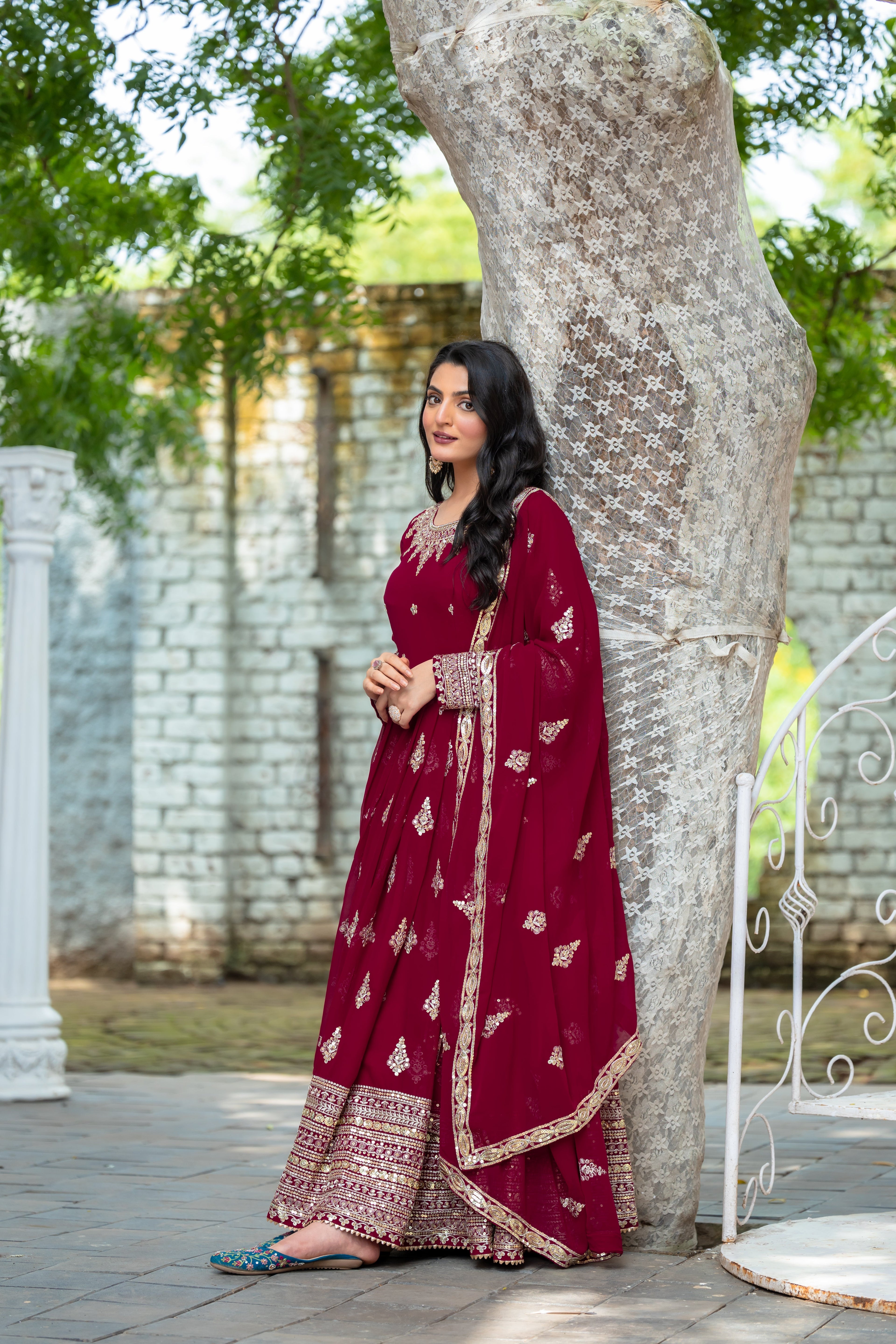 Designer Party Wear Look Full Heavy Embroidery Sequence Work Gown With Dupatta