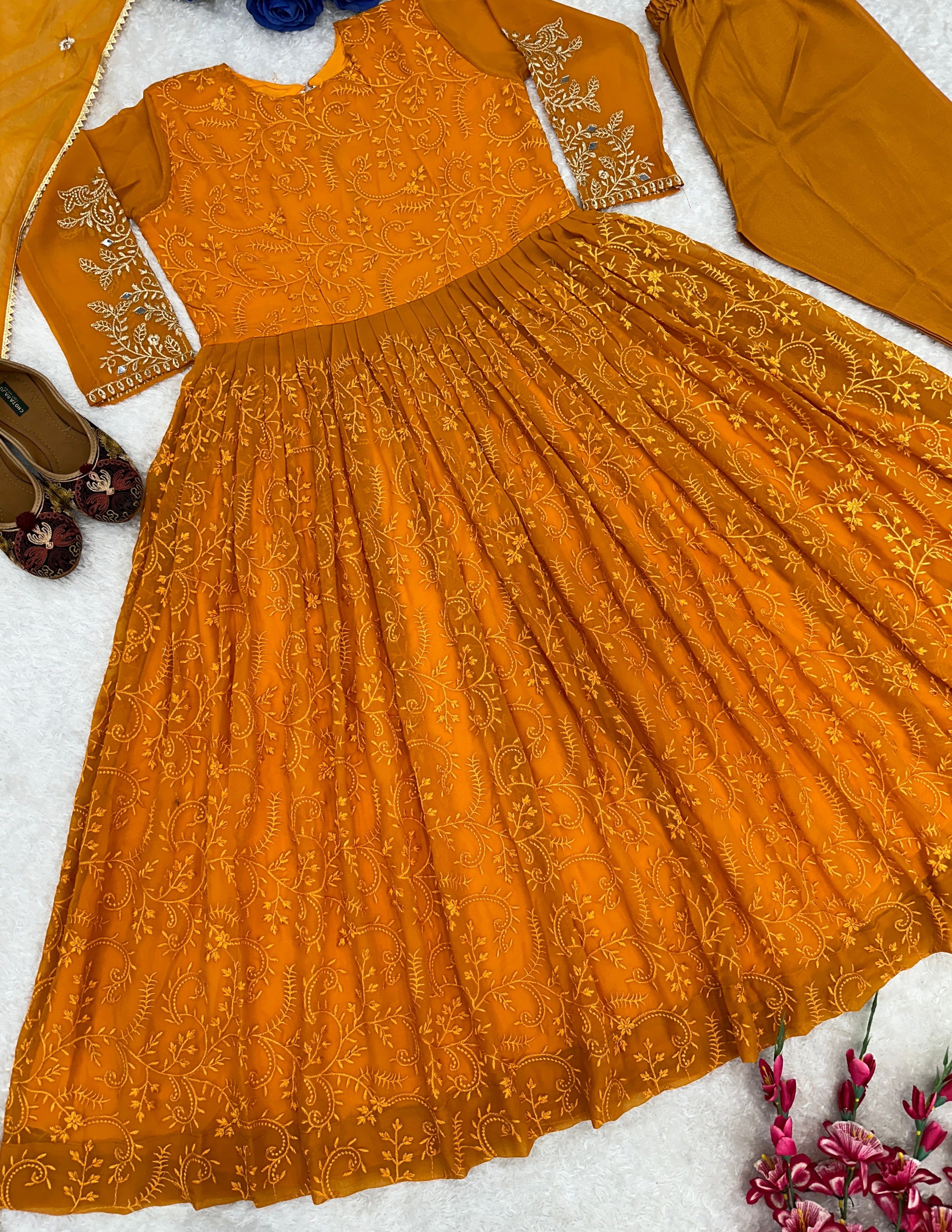 Designer Party Wear Look Anarkali Gown And Pent With Dupatta