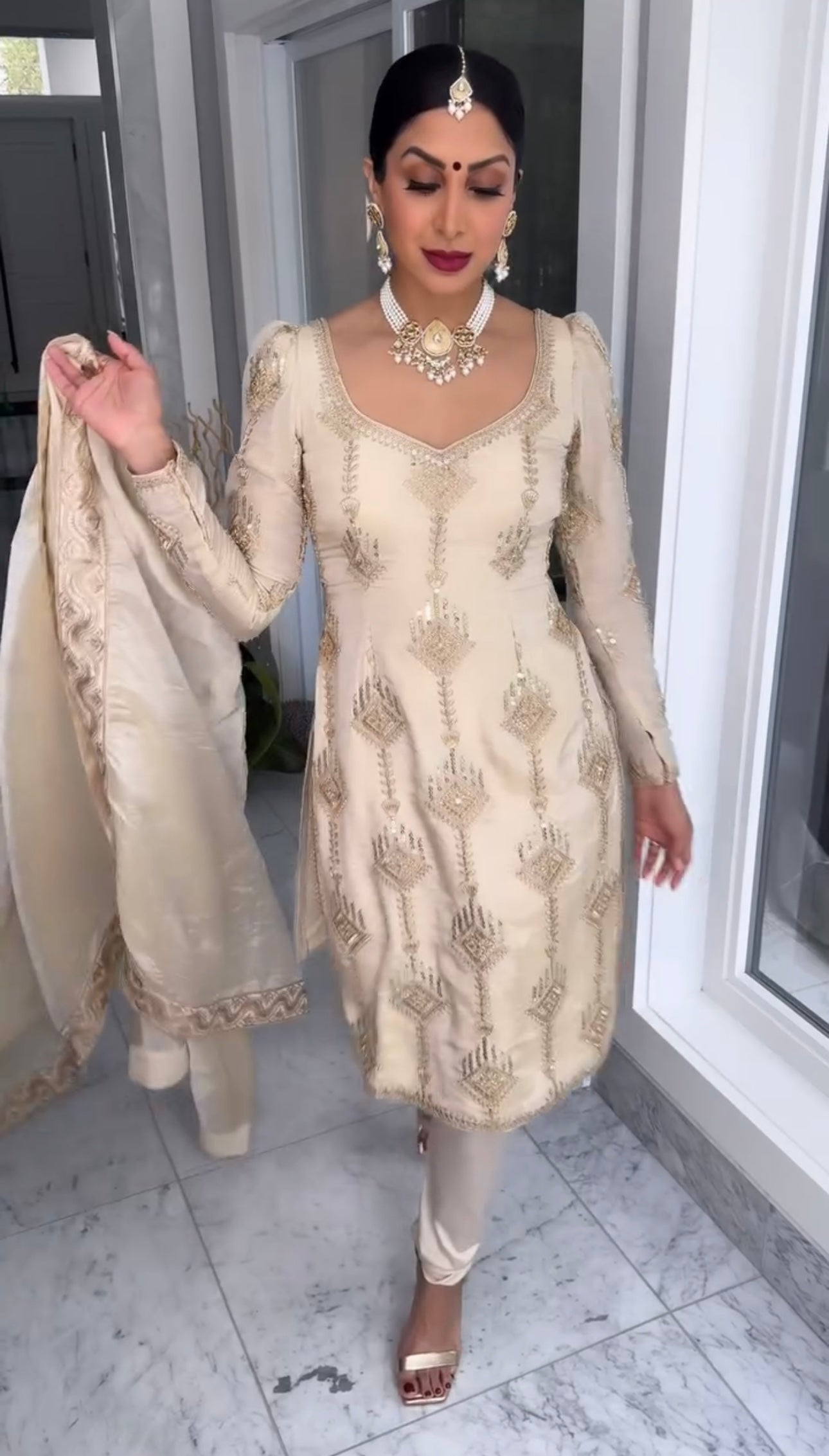 Fancy Party Wear Look Heavy Pure Chinon Silk Top Bottom & Dupatta Set