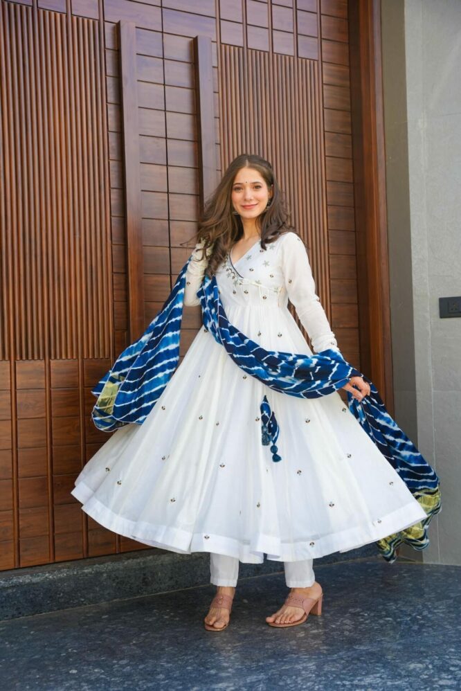 Beautiful Party Wear Fancy Anarkali Gown And Pent With Dupatta