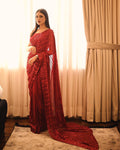 Party Wear Designer Saree With Beautiful Sequence Embroidery Work