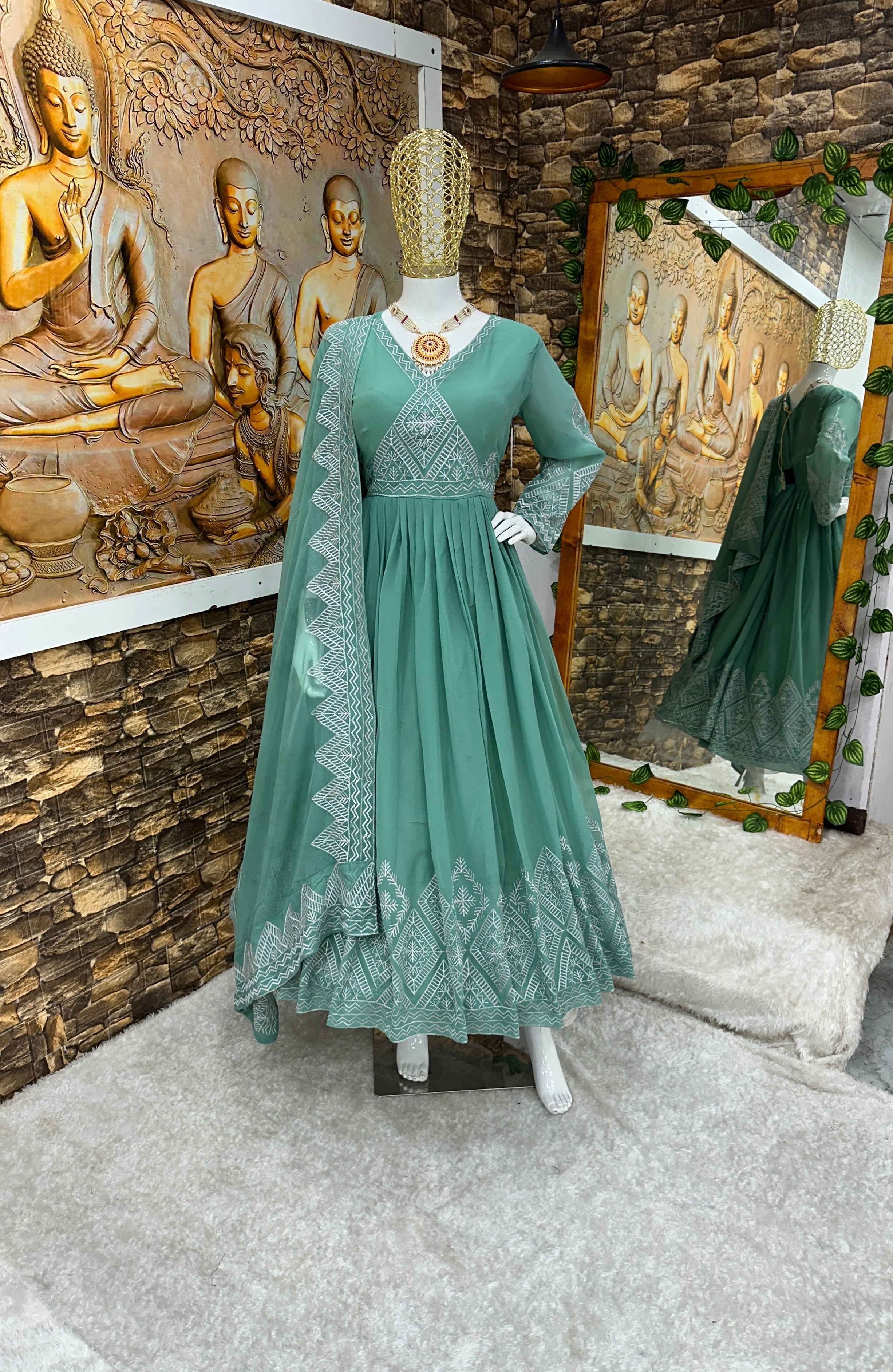 Beautiful Party Wear Look Gown With Pent And Dupatta