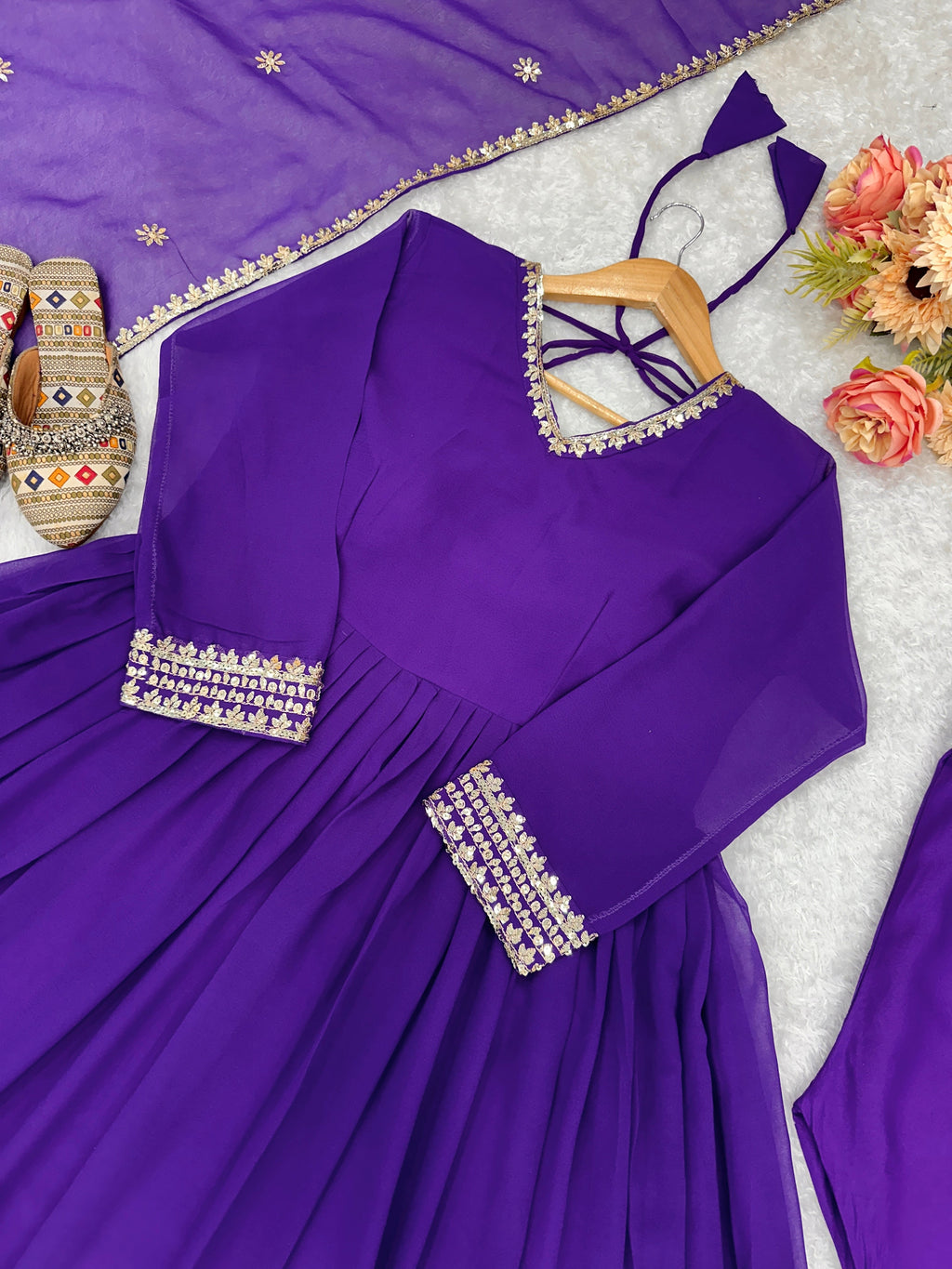 Beautiful Party Wear Look Anarkali Gown And Pent With Dupatta