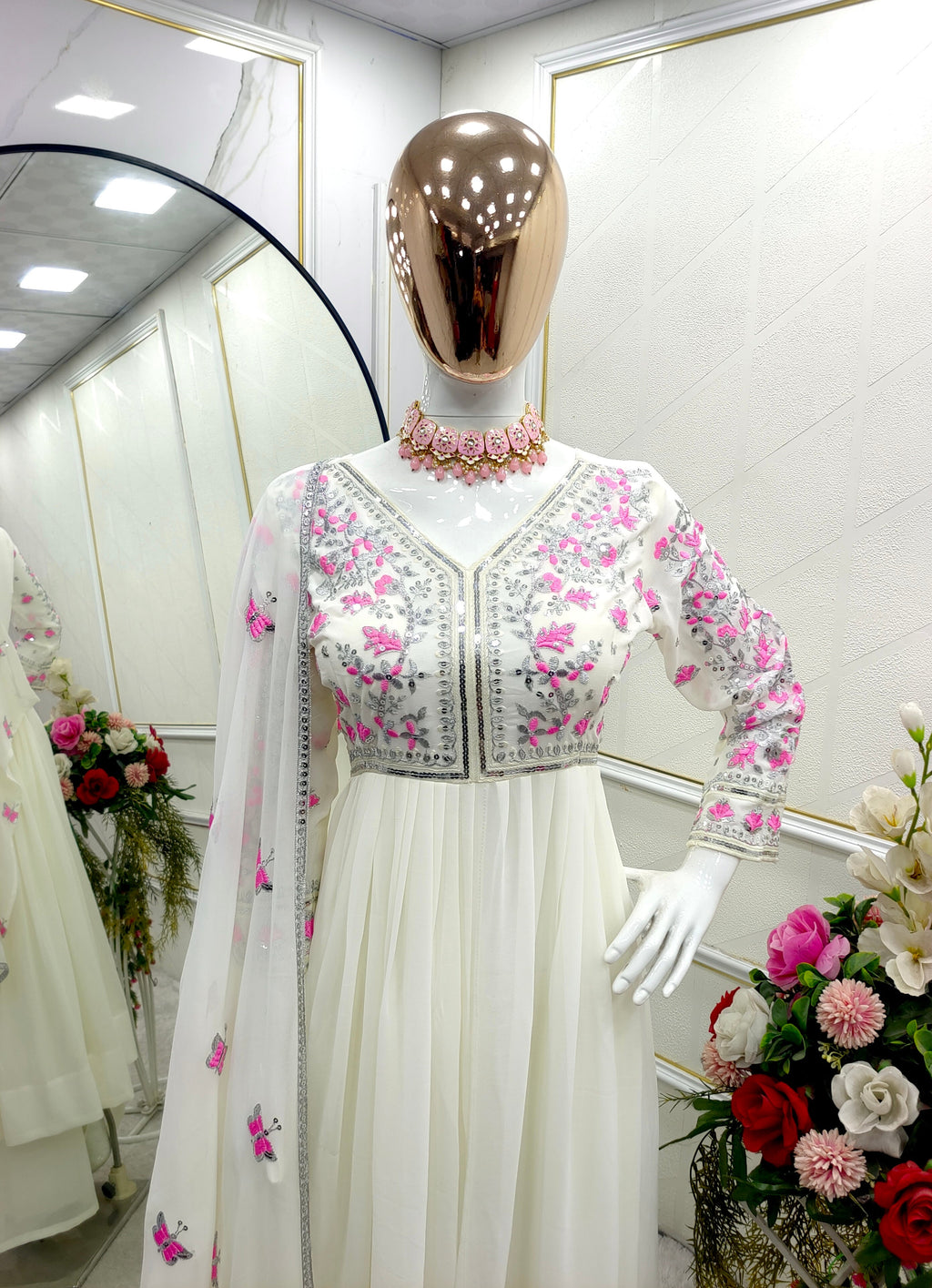 Beautiful Party Wear Gown ,Plazzo And Dupatta